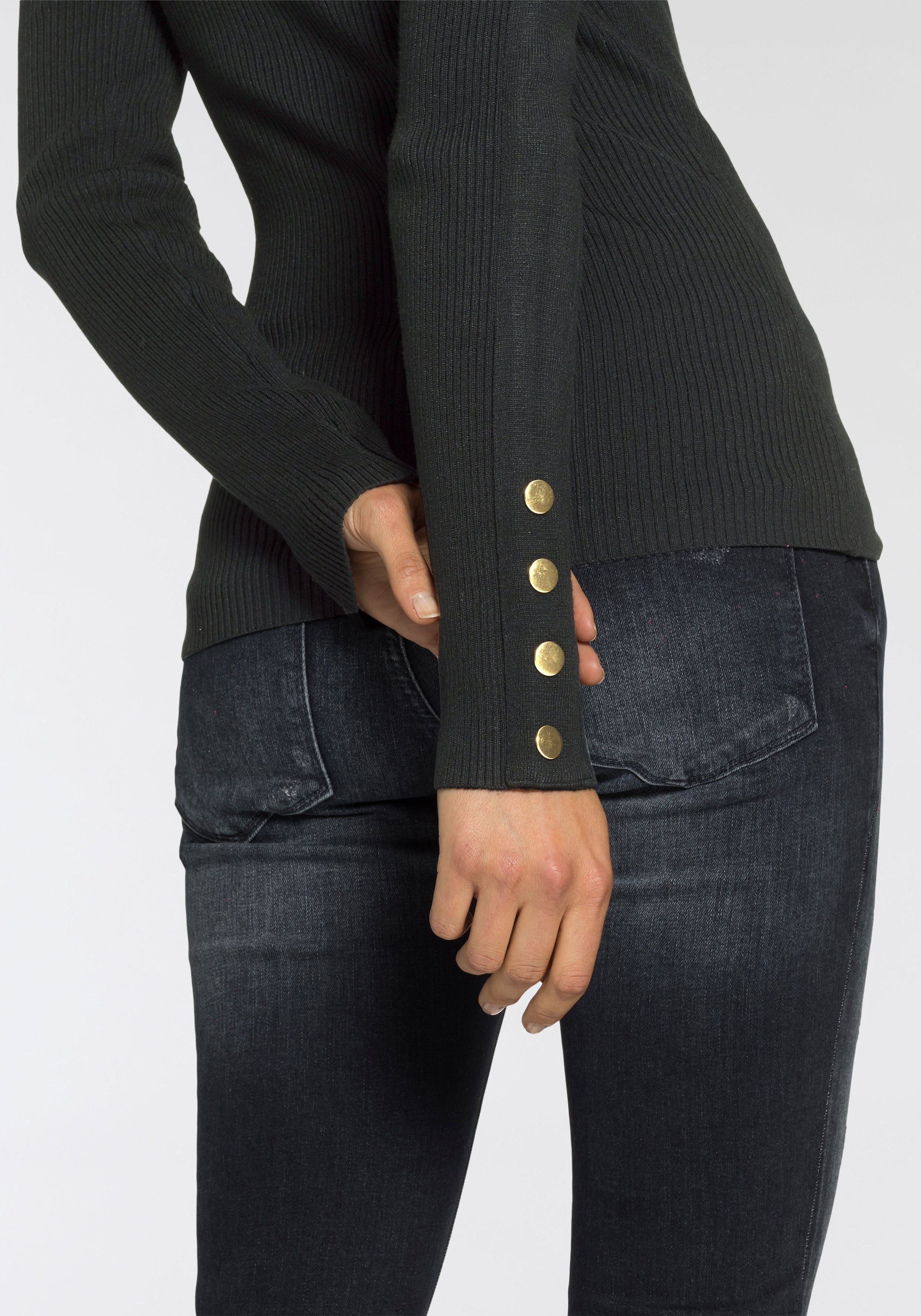 Melrose Pull en tricot aus Rippqualität mit Knöpfen