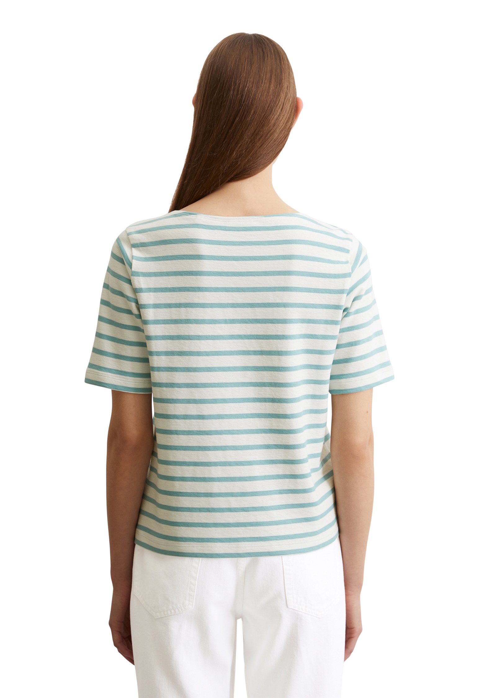 Marc O'Polo T-Shirt, geringelt, U-Boot-Ausschnitt, gerade schnitten