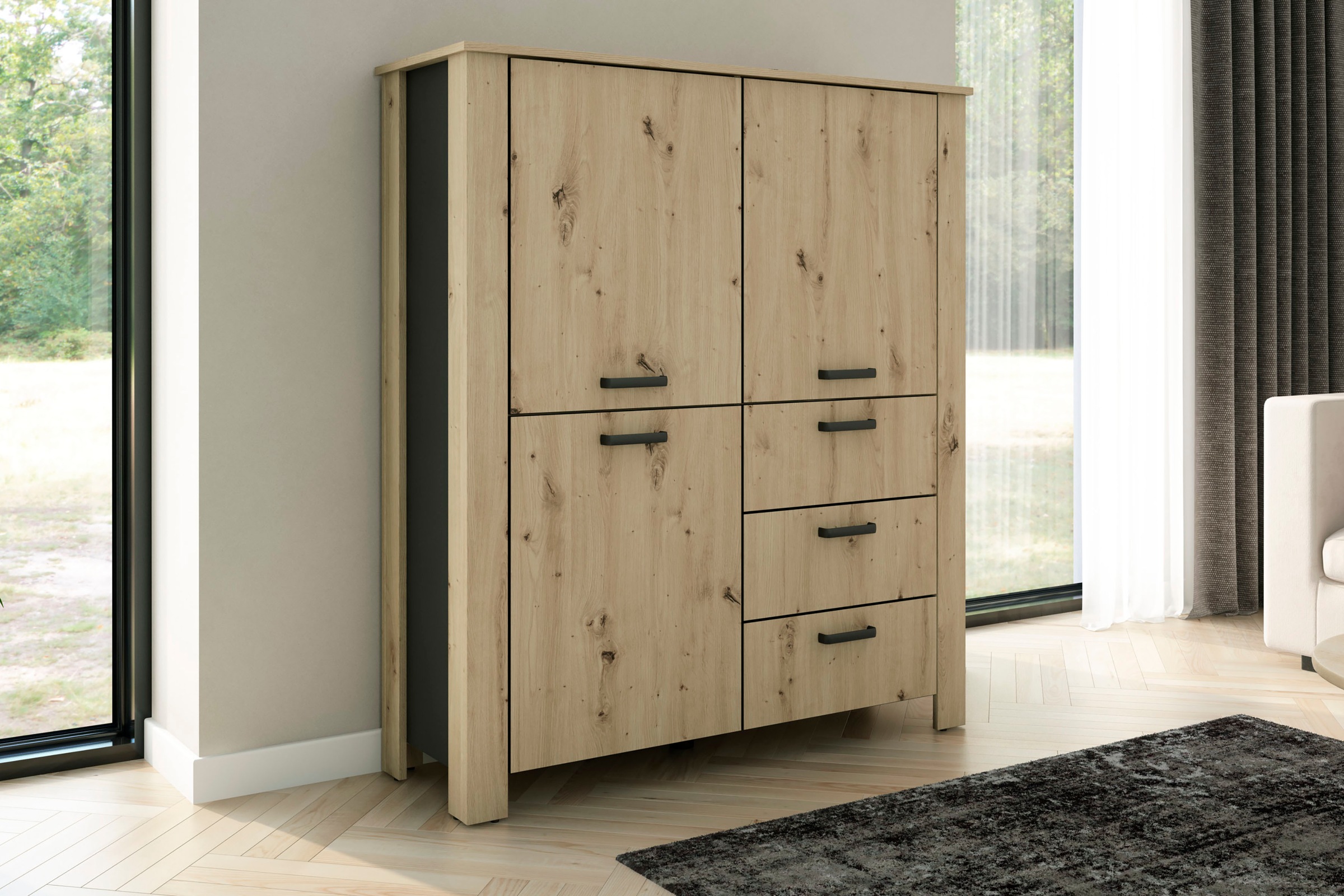 byLIVING Vitrine »Highboard Faro« 1 Stk. tlg. 3 Türen und 3 Schubkästen für maximale Ordnung, verschiedene Farben.