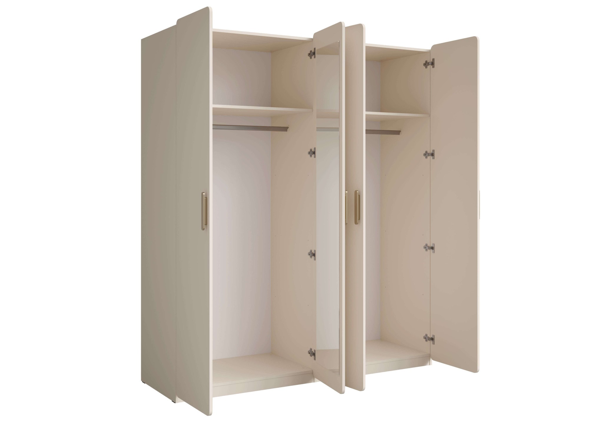 Home affaire Kleiderschrank »CLAREI mit 2 Einlegeböden, 2 Kleiderstangen, Masse B/H/T 179/210/60,5cm«, Garderobe mit 4 Drehtüren und goldfarbenenen Kunststoffgriffen