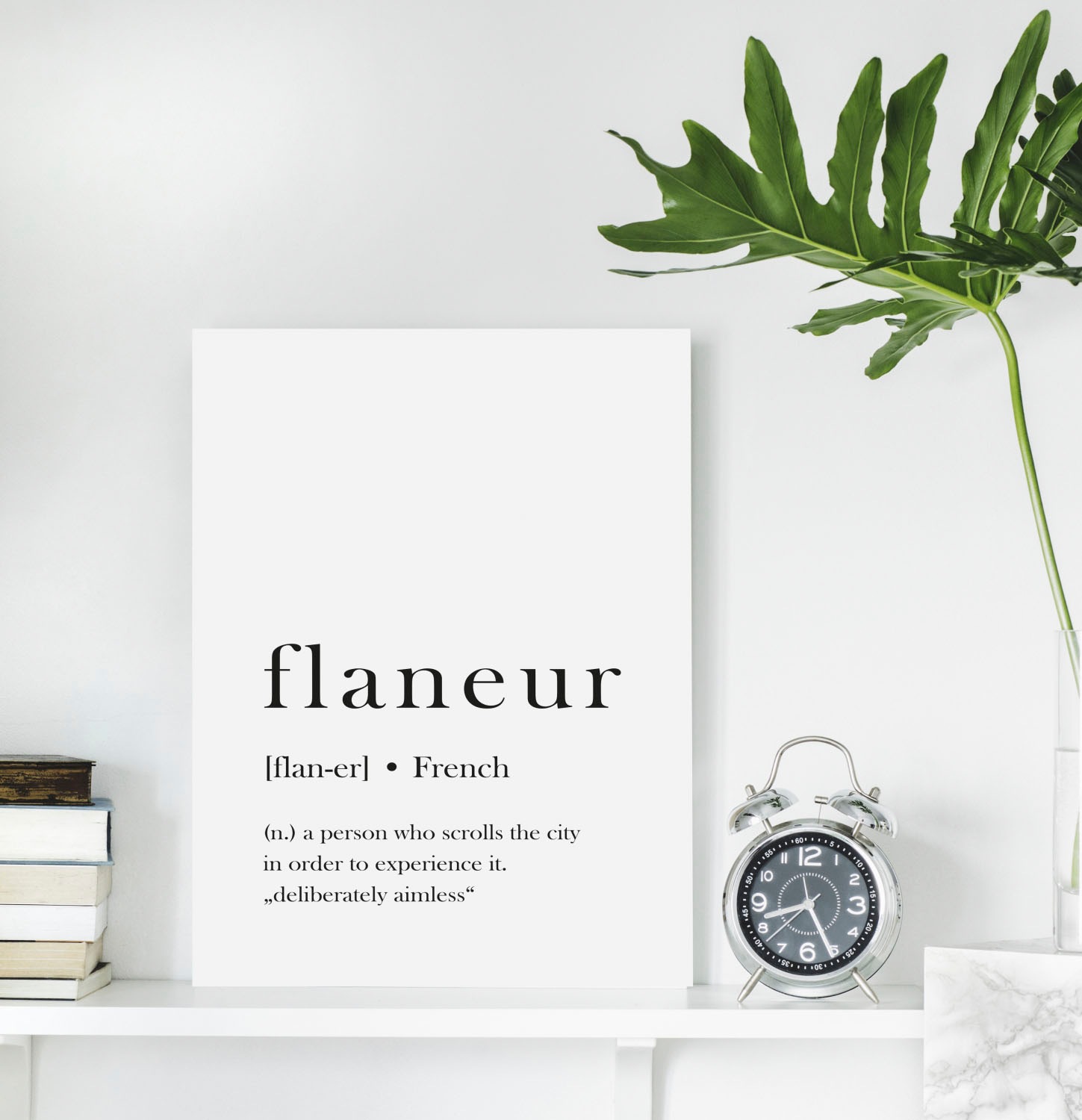 queence Acrylglasbild »flaneur« Schriftzug | Schwarz-Weiss | Sprüche | Sprüche & Texte Fine Art-Print in Galeriequalität