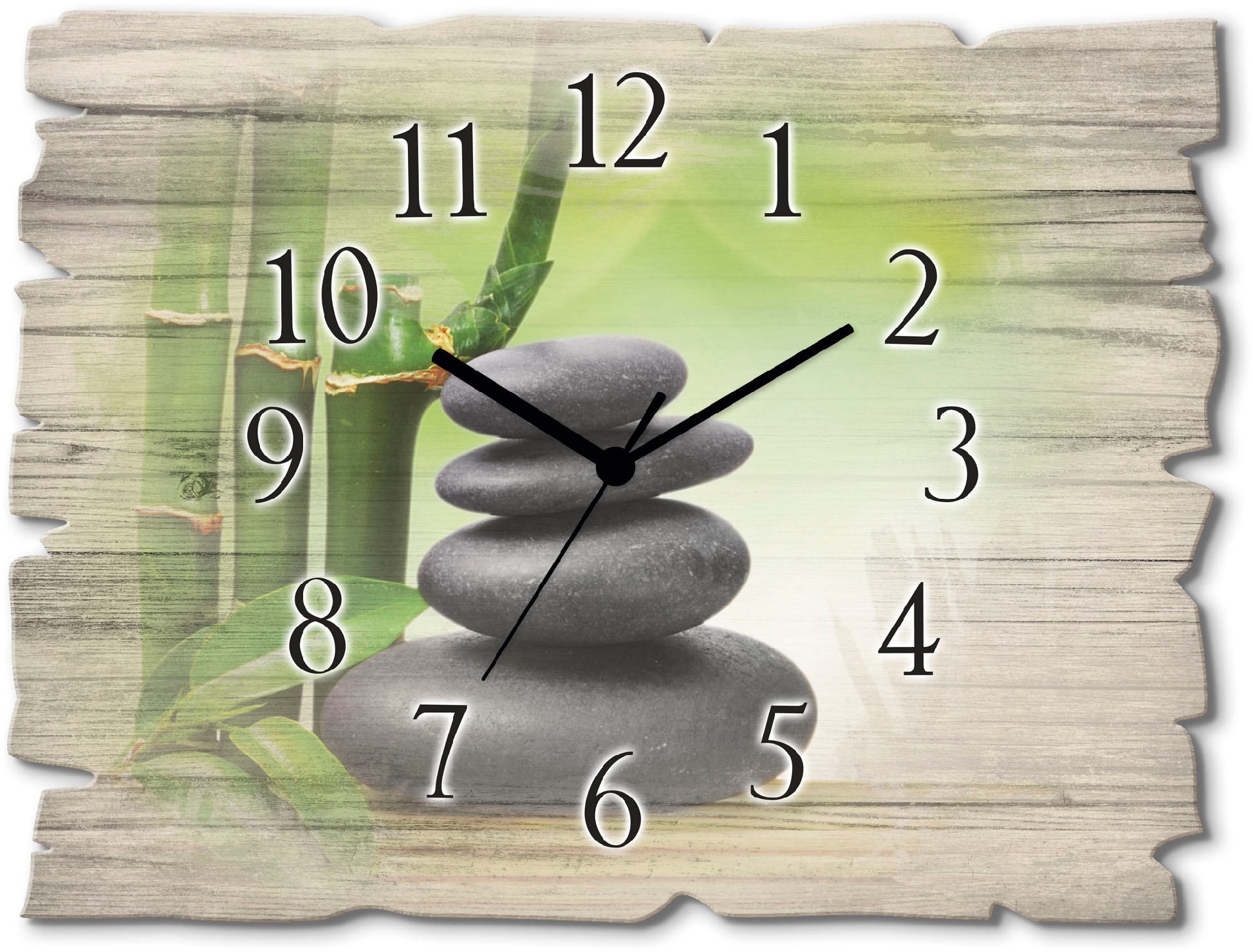 Image of Artland Wanduhr "Spa Konzept Zen Basaltsteine" wahlweise mit Quarz- oder Funkuhrwerk, lautlos ohne Tickgeräusche