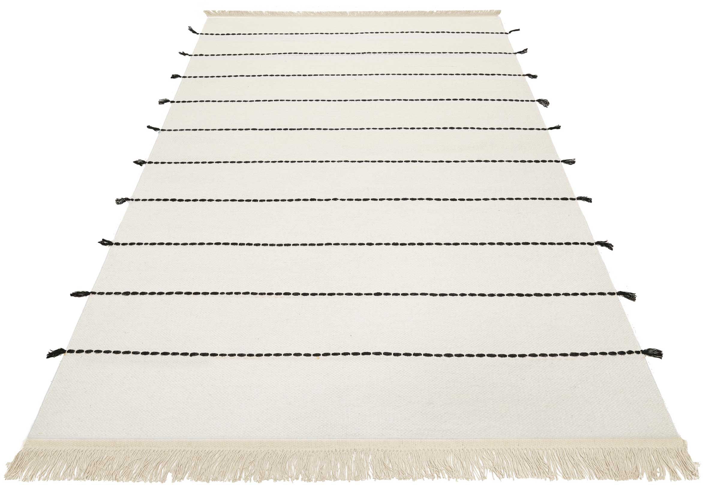 Esprit Wollteppich »Lina ESP-2205«, rechteckig, 5 mm Höhe, Naturfaserteppich mit Fransen, modernes Design, Wohnzimmer