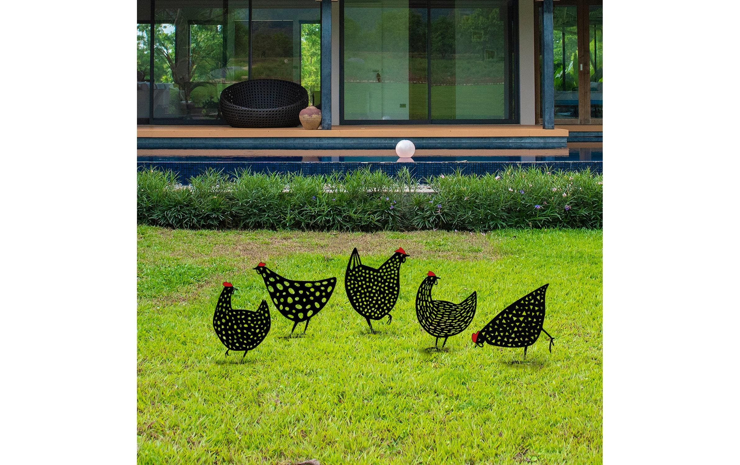 Tierfigur »Wallxpert Huhn 30 cm 5er Set Schwarz«