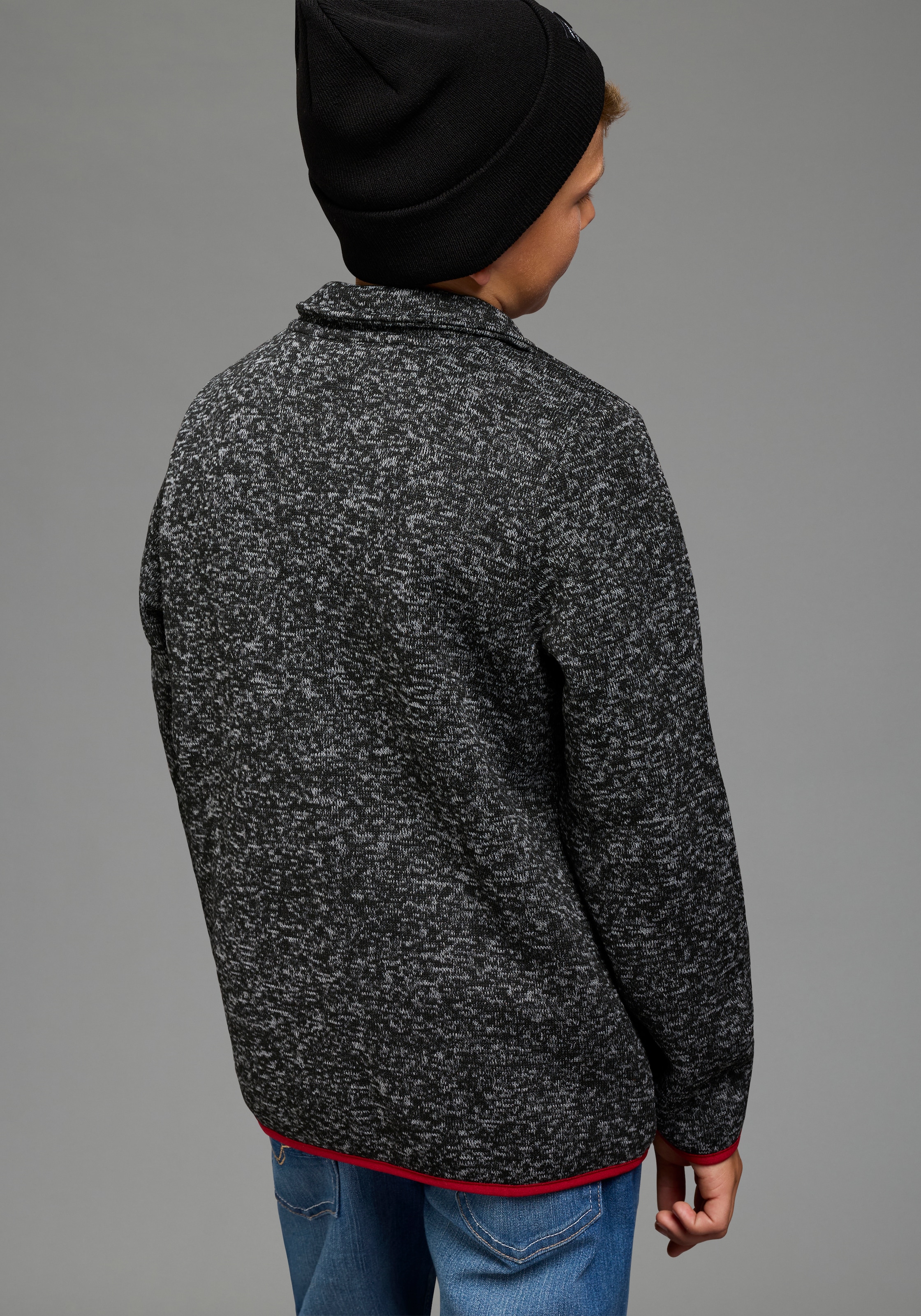H.I.S Veste sweat »Fleecejacke von H.I.S in schöner melierter Qualität« Veste col montant avec passepoils contrastés, en polaire