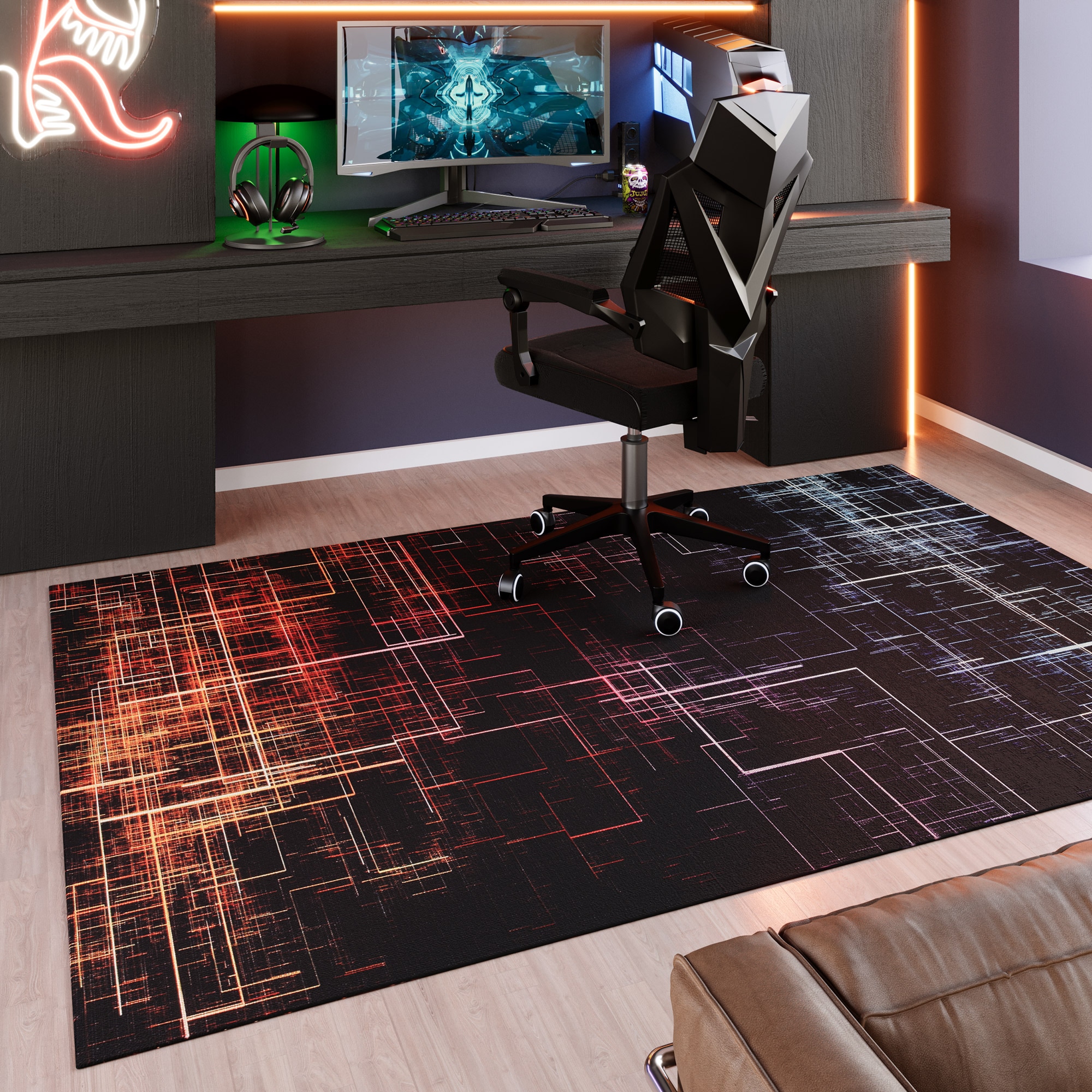 Image of Wecon home Teppich "Quantum Warp" rechteckig 5 mm Höhe Gamer Teppich, gewebt, geometrisch, robust, Gaming Room, rutschfest