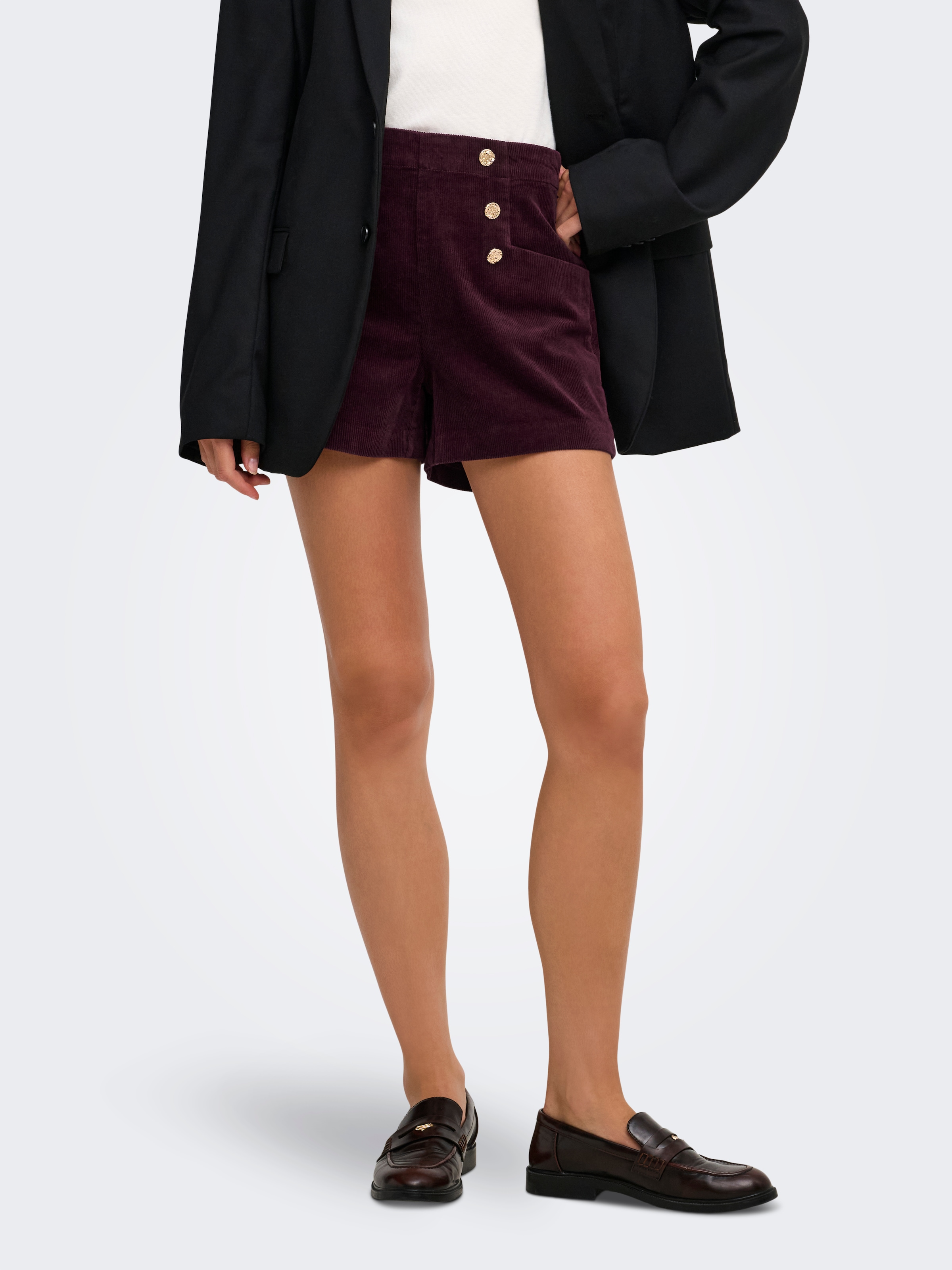 ONLY Shorts »ONLZEVA HW CORD BUT SHORTS CC PNT«  Baumwollmischung, Cord, high waist