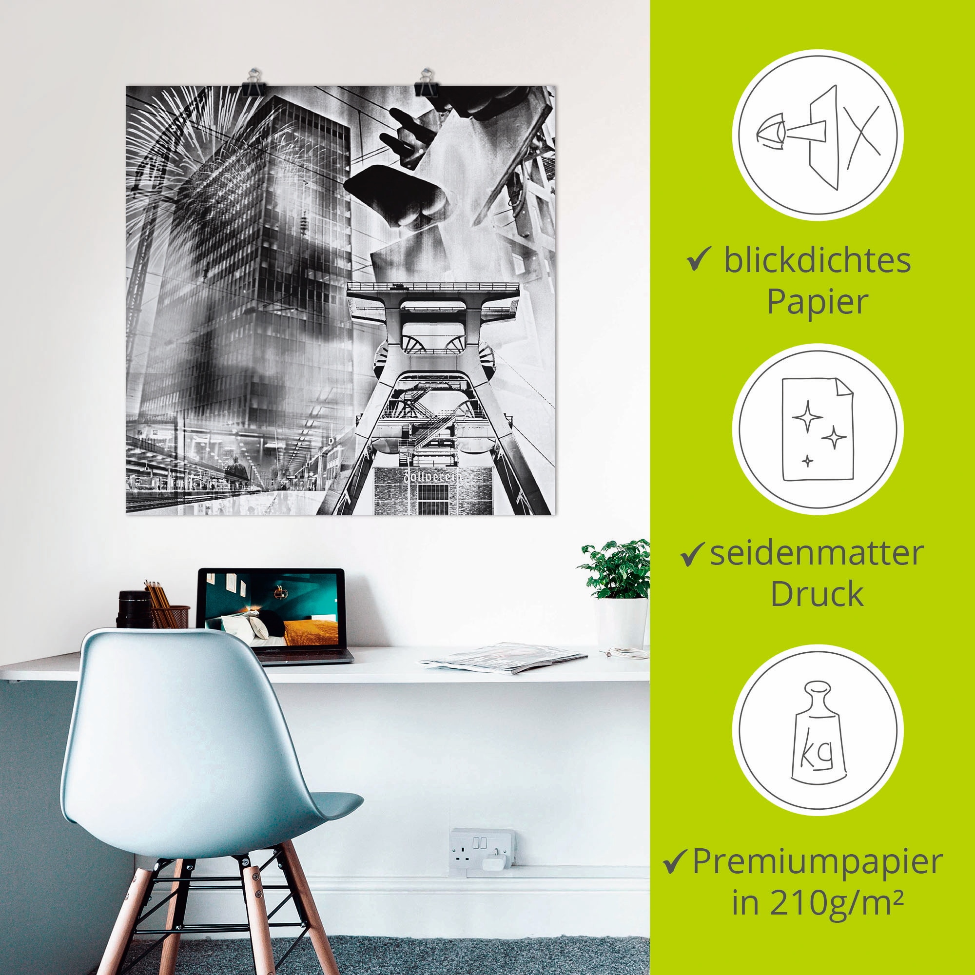 Artland Wandbild »Essen Skyline Abstrakte Collage« Architektonische Elemente 1 Stk. tlg. als Leinwandbild, Poster in verschied. Grössen