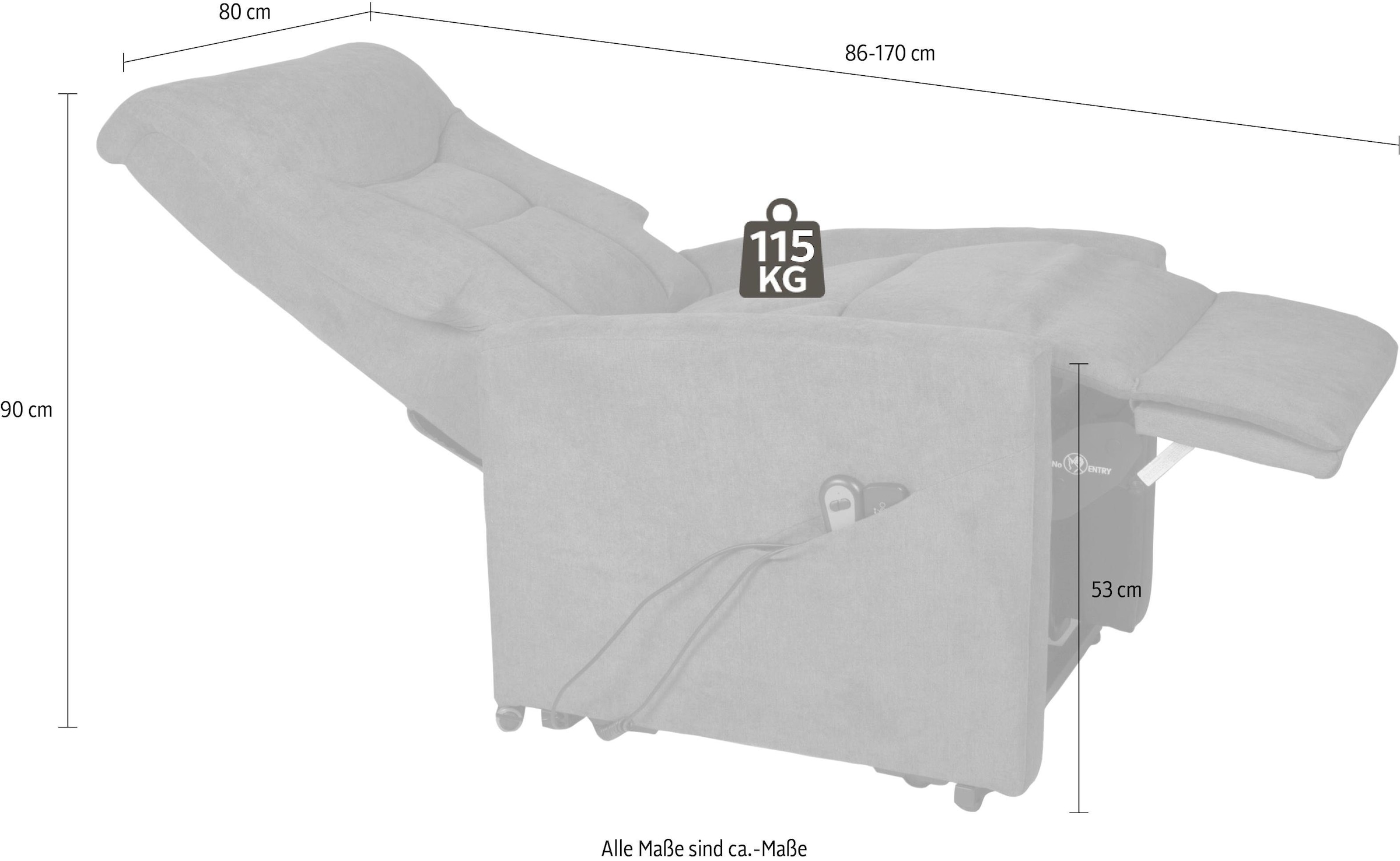 Duo Collection Fauteuil de massage »Cadillac mit Massagefunktion, elektrischer Aufstehhilfe« fonction relaxation et ressorts ensachés avec suspension à lames en acier