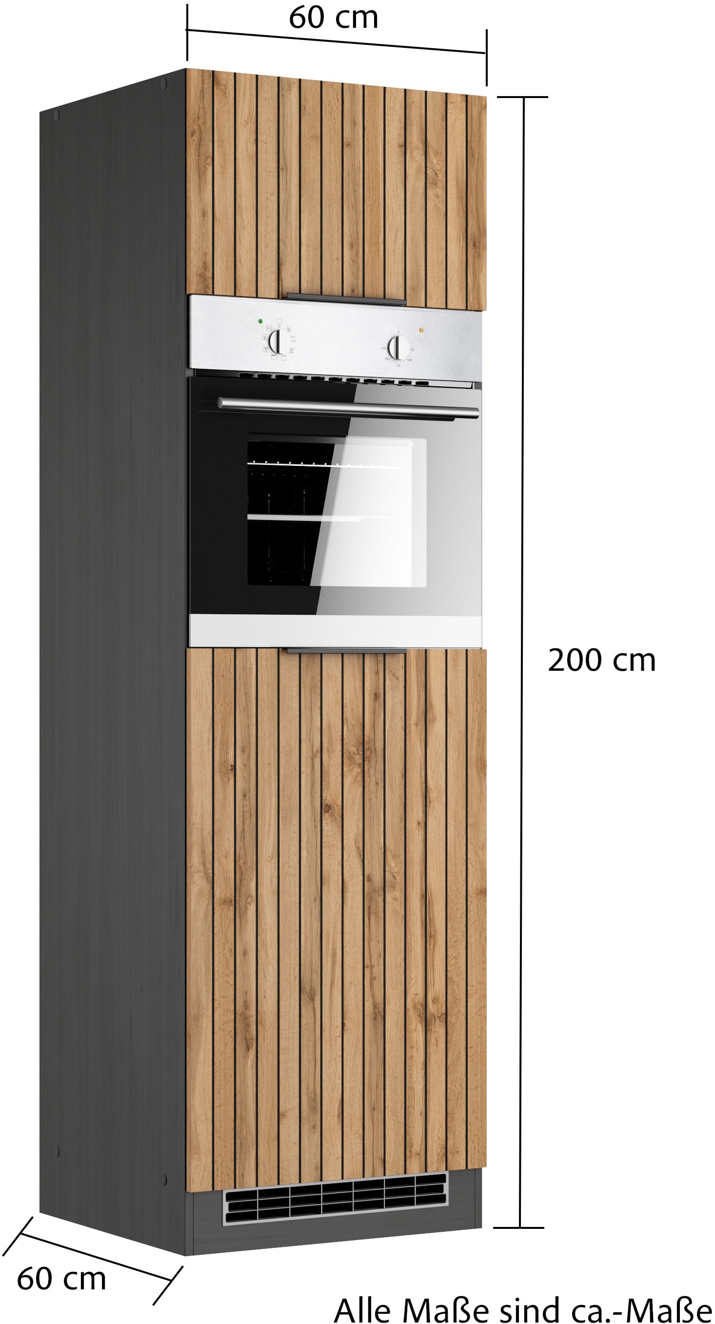 KOCHSTATION Kühlumbauschrank »KS-Lagos« Breite/Höhe 60/200 cm, mit 2 Türen und 1 offenen Nische