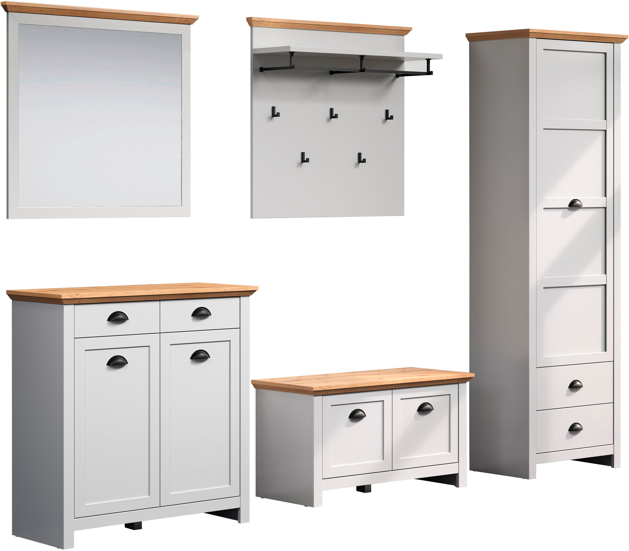 Home affaire Garderoben-Set »Herzwill«, (5 St.), 5-teiliges Sparset bestehend aus Schrank, Masse B/H/T ca.: 267/201/41cm