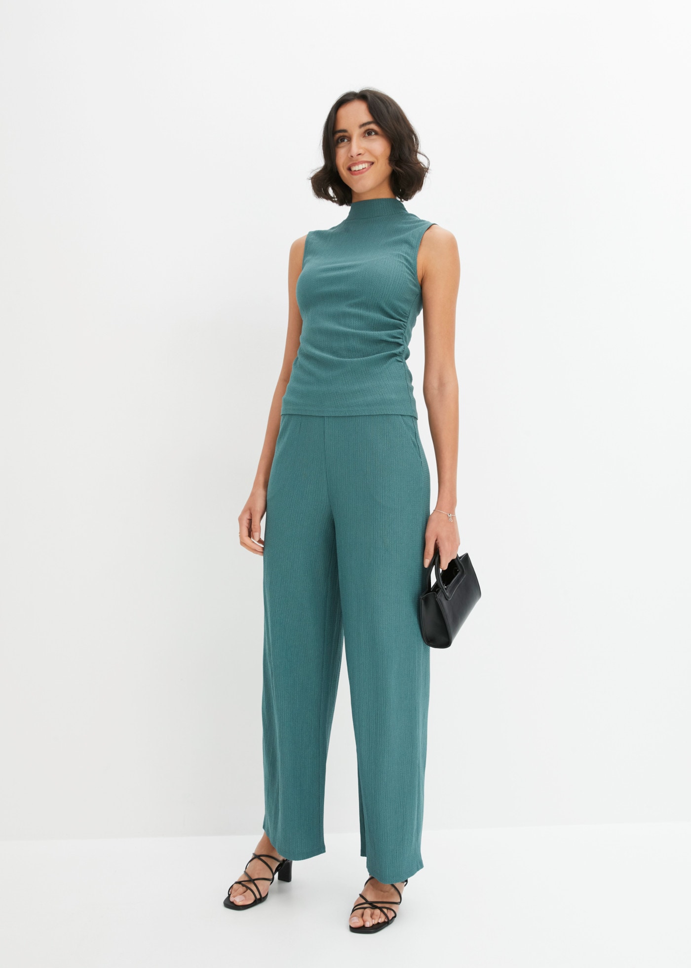 bonprix Combinaison Ensemble, lot de 2,  en jersey froissé, coupe ajustée, sans manches, lot de 2