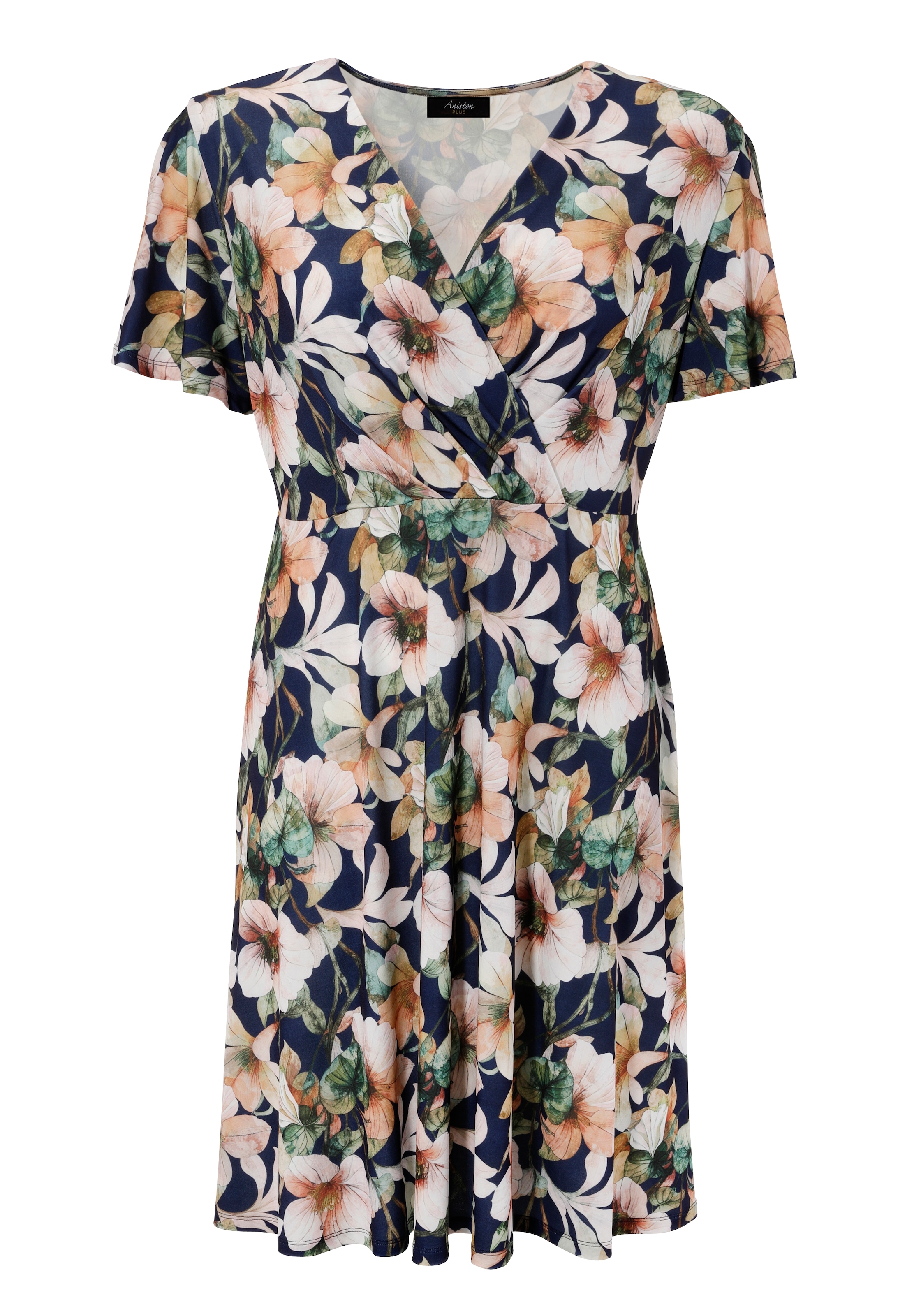 Aniston PLUS Jerseykleid, mit V-Ausschnitt in Wickeloptik