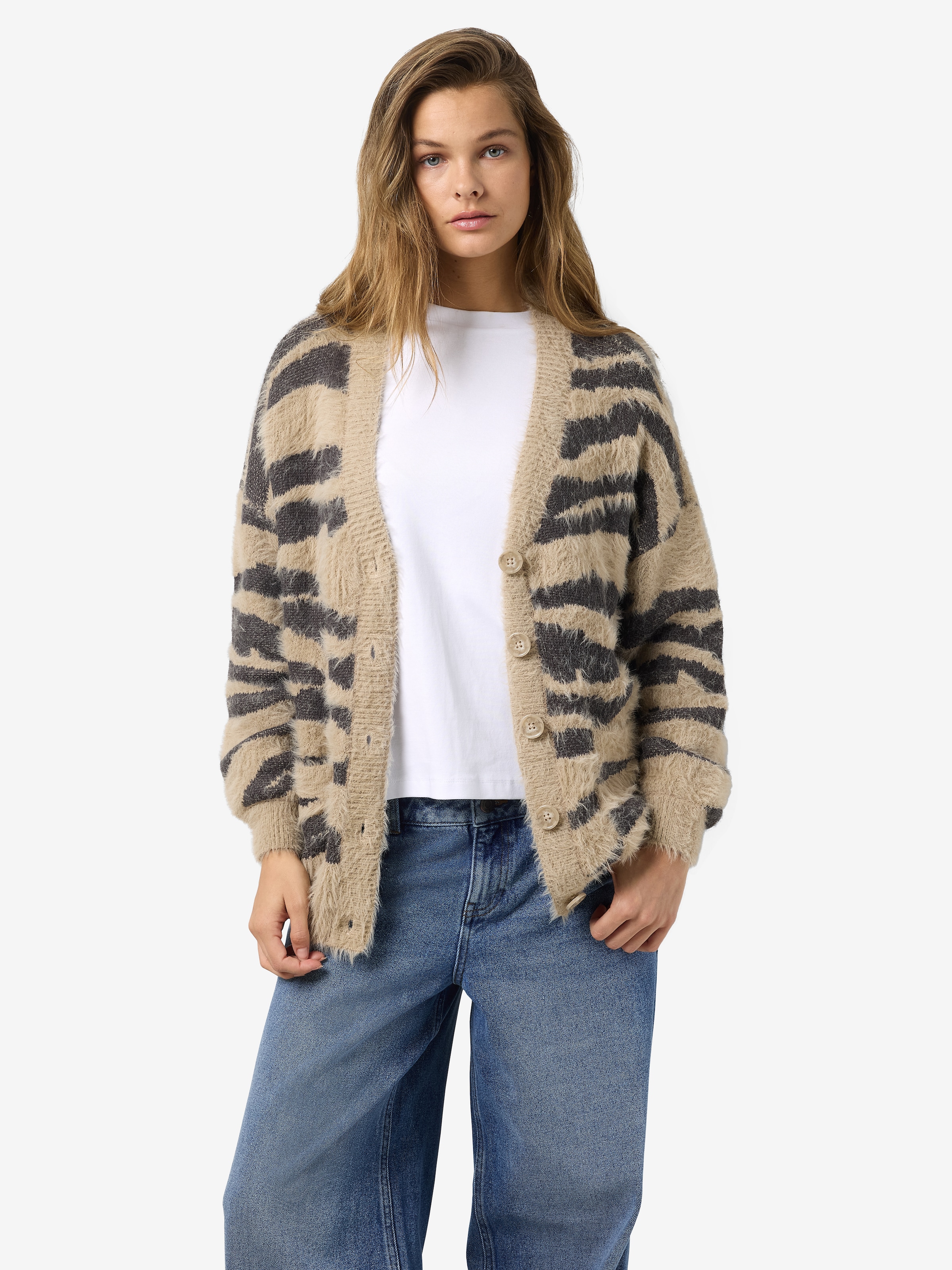 Noisy may Veste en tricot »NMFLYNN L/S V-NECK KNIT CARDIGAN NOOS« mélange de matières, coupe ample