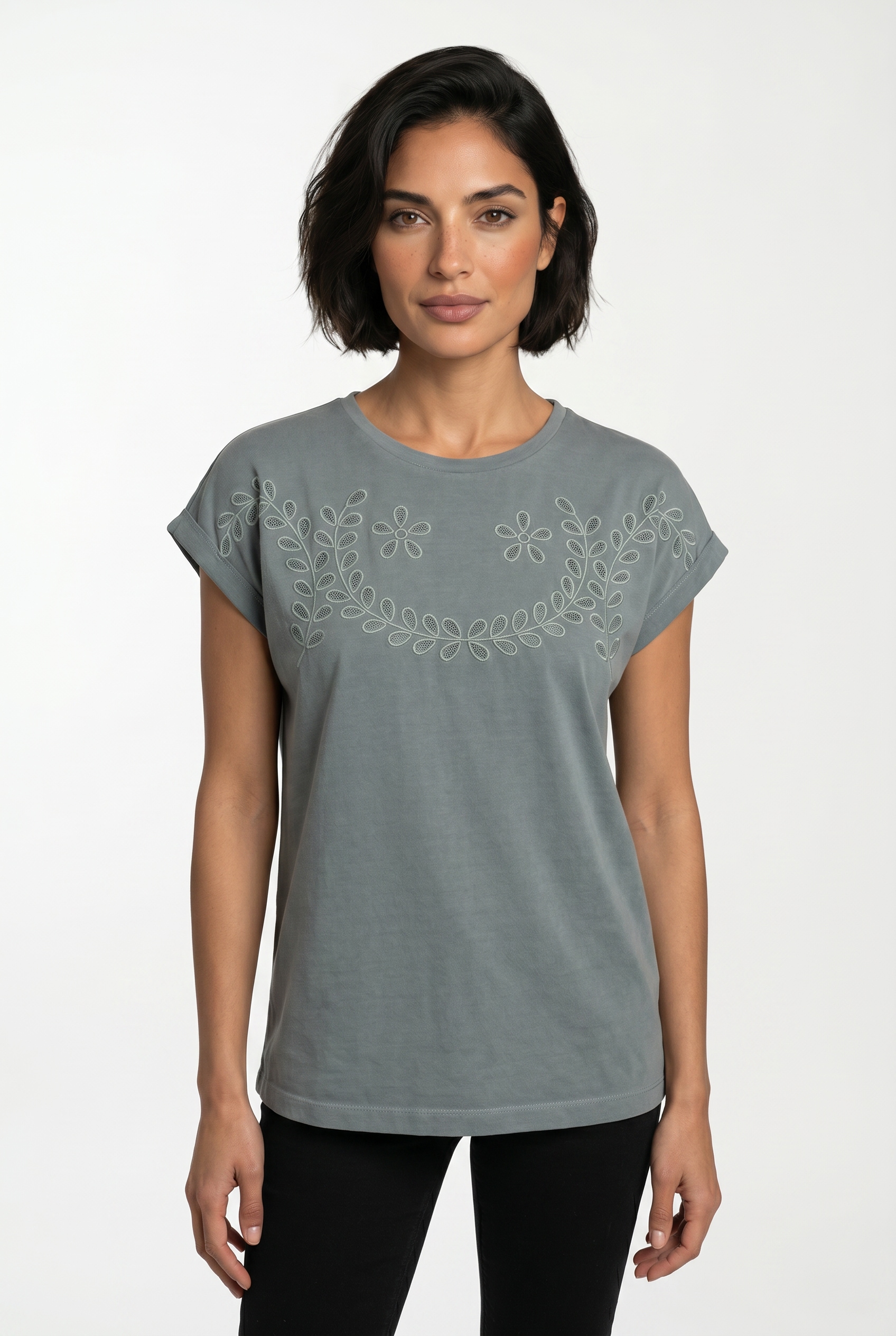 Image of Pepe Jeans T-Shirt "MINA" mit floraler Lochstickerei