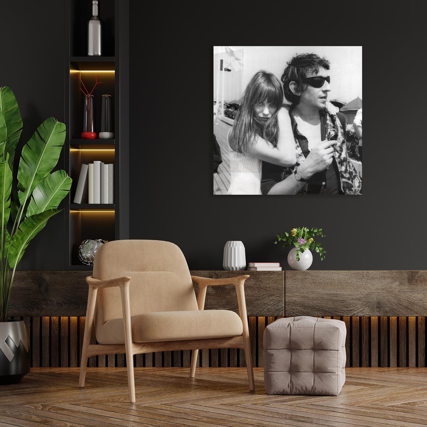 Image of queence Acrylglasbild "Jane & Serge" Film Foto Frau Mann Schwarz-Weiss Stars Fine Art-Print in Galeriequalität