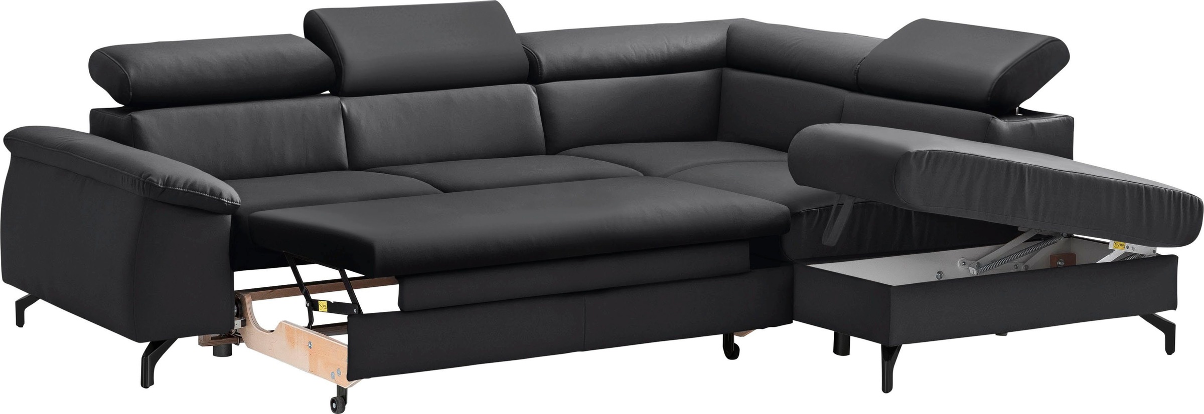 COTTA Polstergarnitur »Komaris L-Form«, (Set), Set bestehend aus: Ecksofa mit Kopfteilverstellung & Hocker