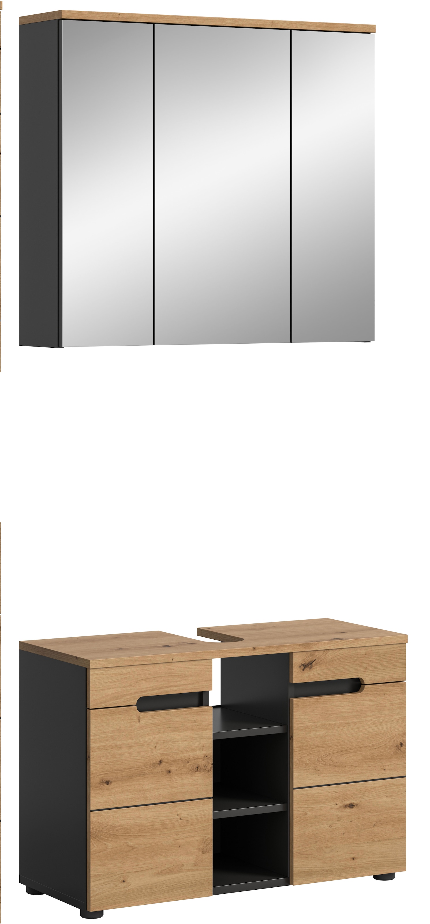 Image of welltime Badmöbel-Set "REHAT, 2-teilig, Breite 80 cm, mit Grifflosen Fronten, bestehend aus:" 2 Stk. tlg.