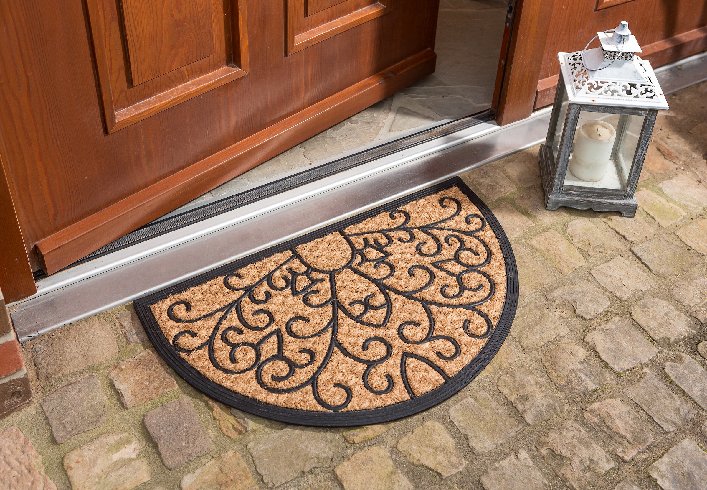 ASTRA Tapis de sol »Coco Deluxe Light« Semicirculaire 8 mm Höhe paillasson, noix de coco, antidérapant, résistant à la saleté, intérieur et extérieur
