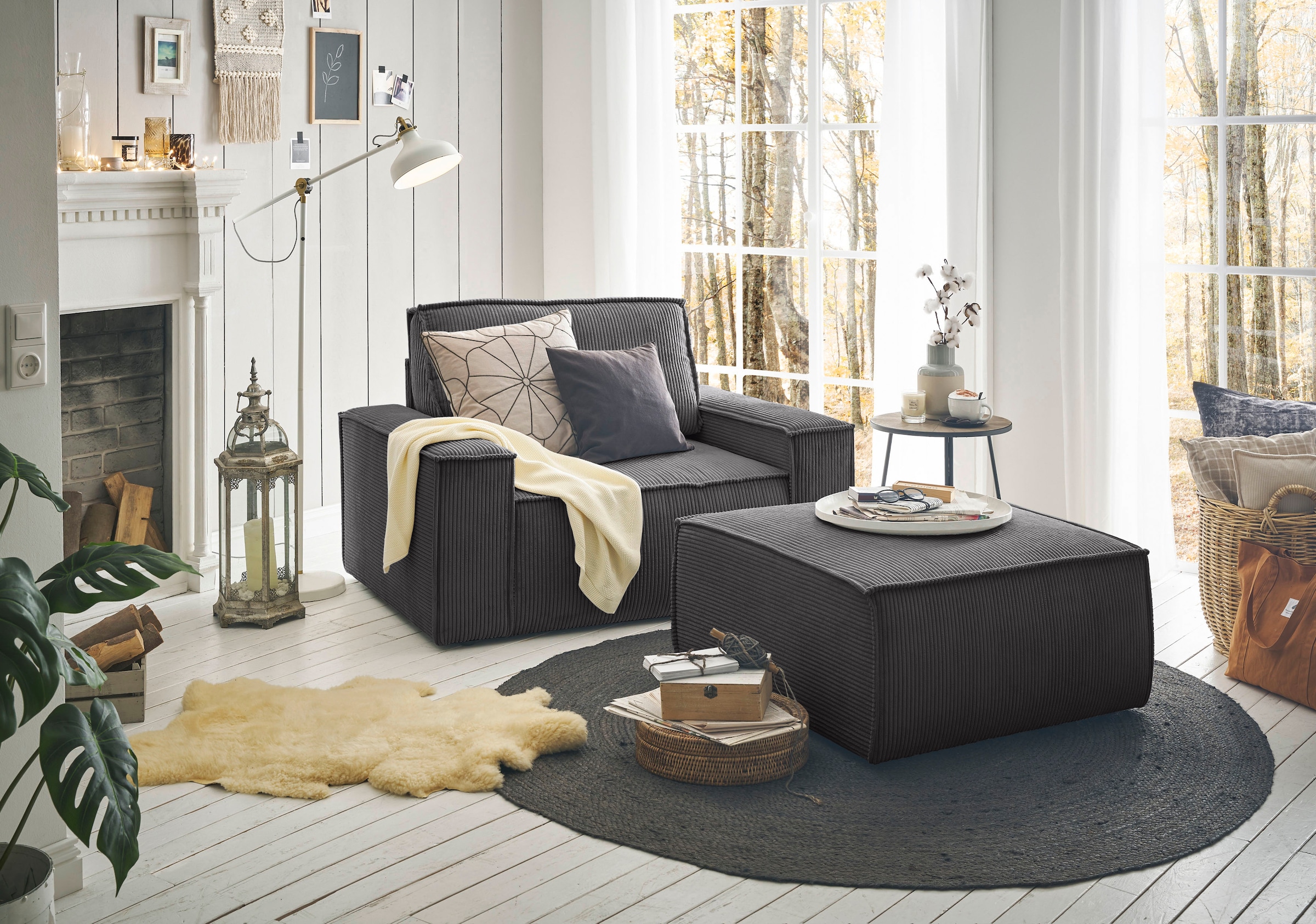 Home affaire Sessel »SHERWOOD« Loveseat und Hocker im Set, passend zur Polster-Serie SHERWOOD