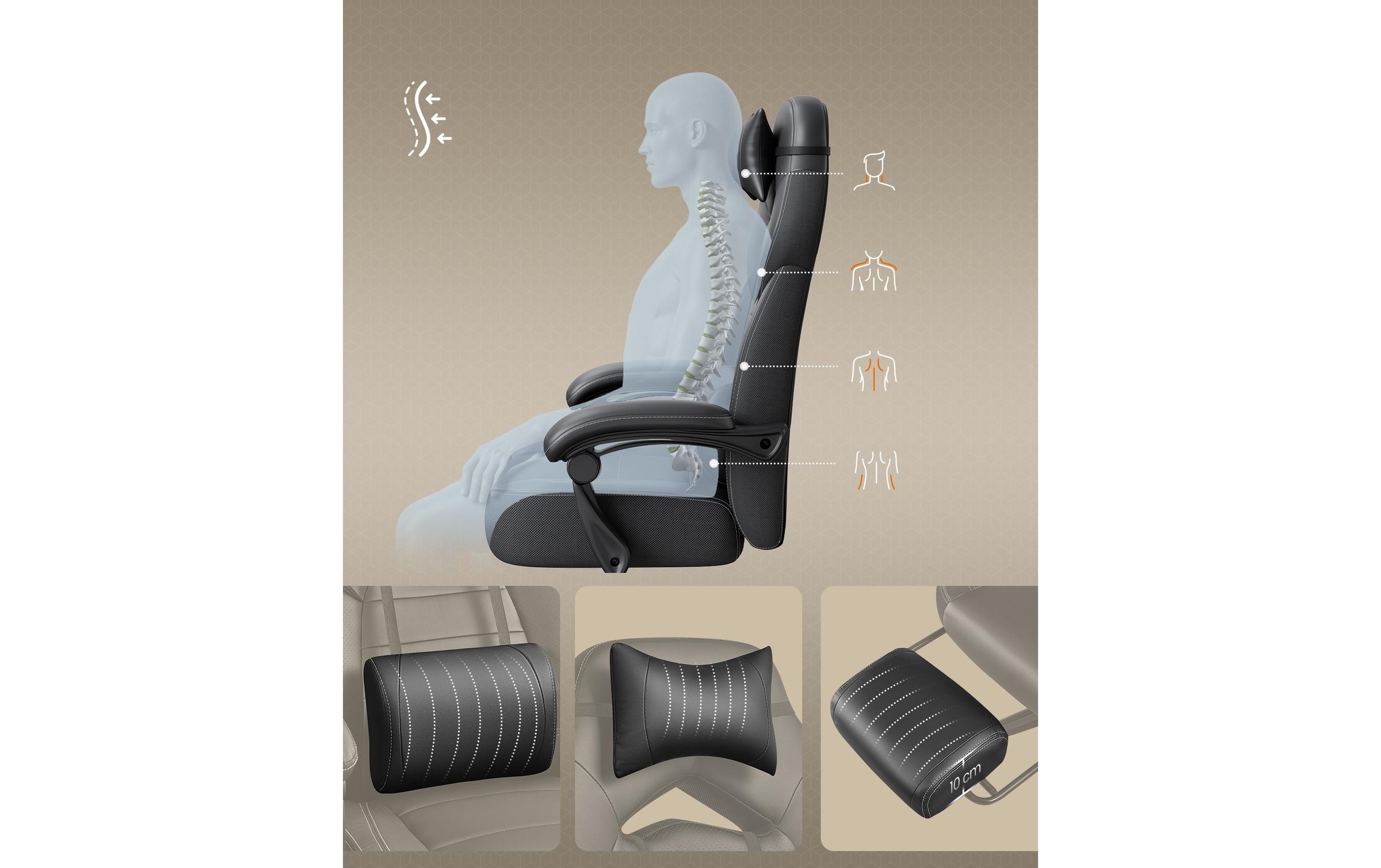 SONGMICS Gaming-Stuhl »70 x 64 x 128 cm« ()