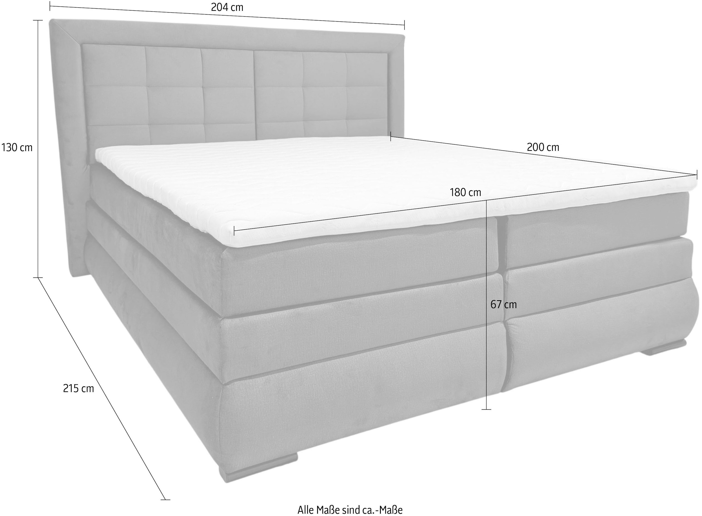 GOODproduct Boxspringbett »MIVVA inkl. Bettkasten & Topper, Komfortliegehöhe: 67cm, Breite: 180cm« in H3, H4 oder Hmix H3/H4, wahlweise mit oder ohne LED-Leuchten