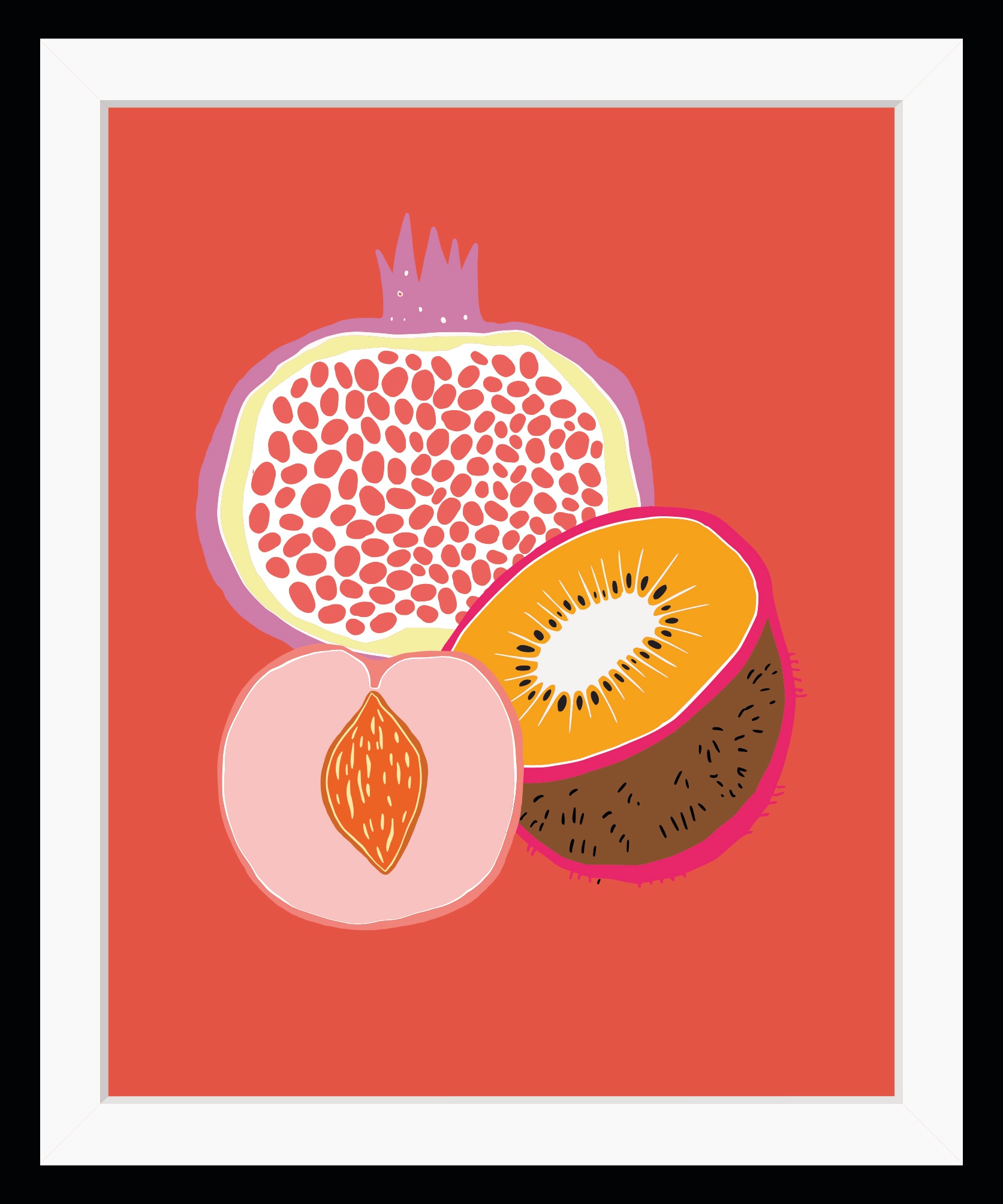 Image of queence Bild "Franka" Kunst Lebensmittel Obst Obst Bilder Orange HD Premium Poster-Druck inkl. Holzrahmen