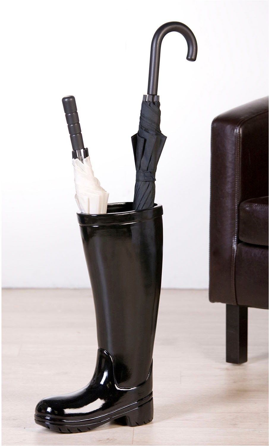 Casablanca by Gilde Schirmständer "Schirmständer Gummistiefel Stiefel schwarz H. 45 cm" Glasierte Keramik, europäische Fertigung, Regenschirmständer