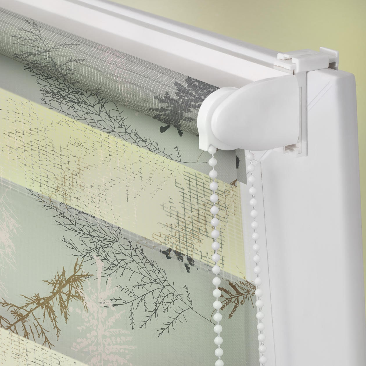 LICHTBLICK ORIGINAL Doppelrollo »Duo Rollo Klemmfix, ohne Bohren, blickdicht, Fir Branches - Blau«, halbtransparent, freihängend, Verdunkelung, energiesparend, Basic, monochrom, gewebt, Dim Out, verschiedene Grössen, Breite 145 cm, Thermo
