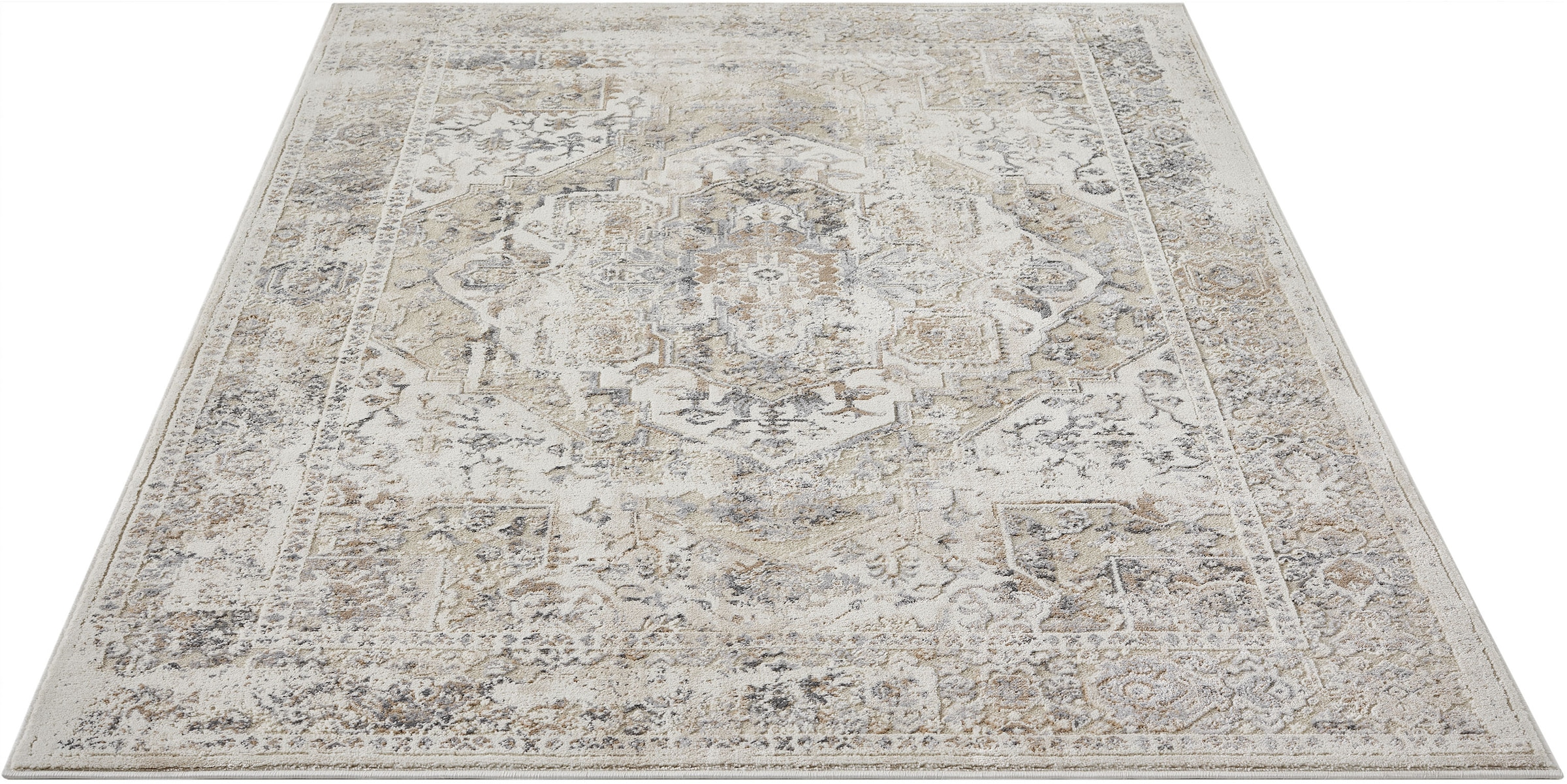 my home Teppich »Kylan, Hoch-Tief-Struktur, dezenter Glanz« rechteckig 9 mm Höhe Schrumpf-Garn-Effekt, im Vintage-Look, dichte Qualität, Wohnzimmer