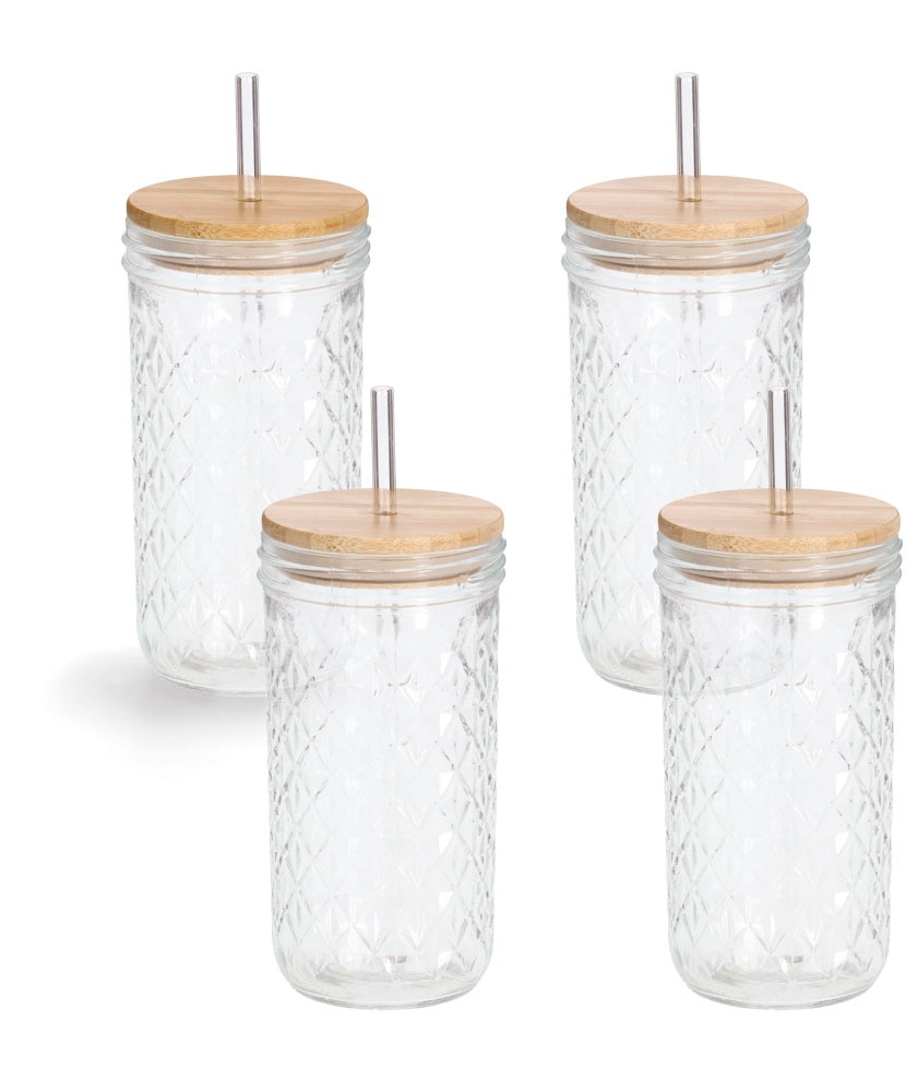 Image of Zeller Present Gläser-Set inkl. Trinkhalm, 580 ml, 4-teilig