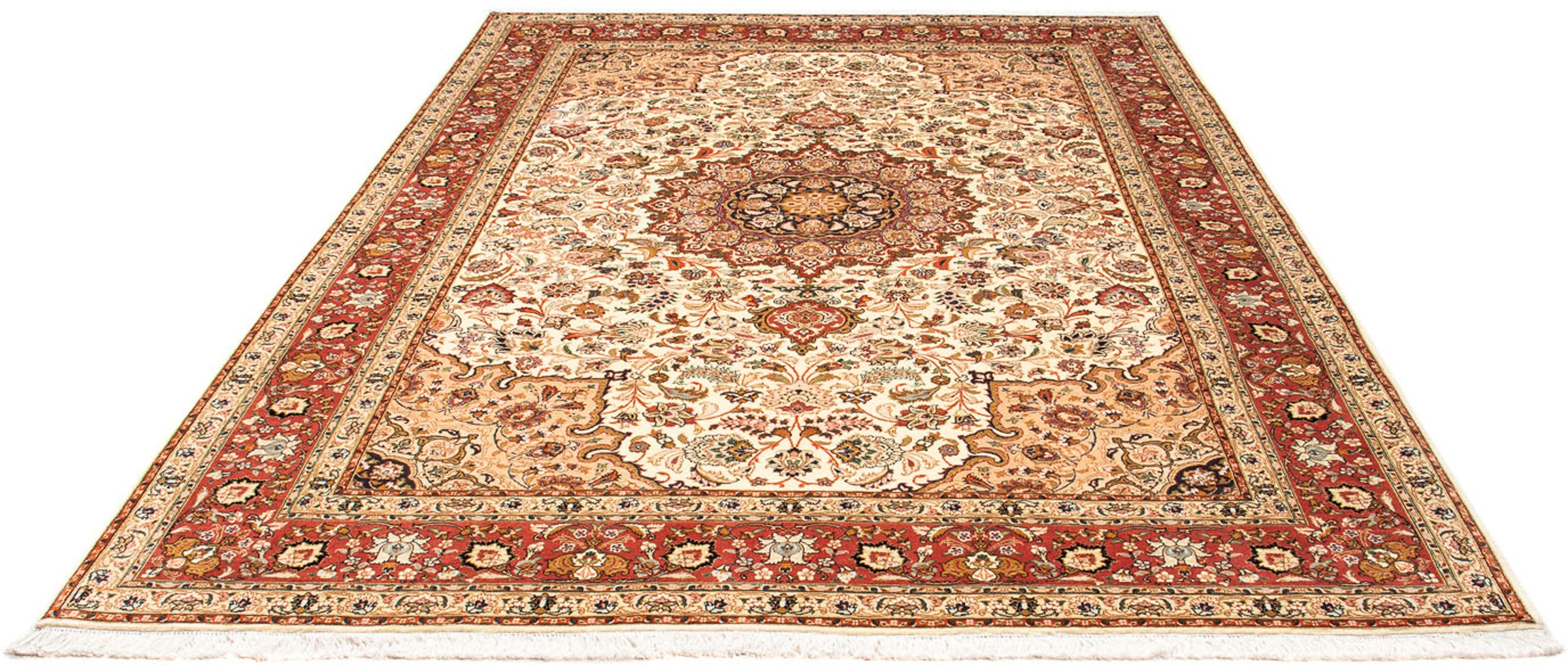 Image of morgenland Orientteppich »Perser - Täbriz - Royal - 280 x 204 cm - beige«, rechteckig, 7 mm Höhe, Wohnzimmer, Handgeknüpft, Einzelstück mit Zertifikat bei Ackermann Versand Schweiz
