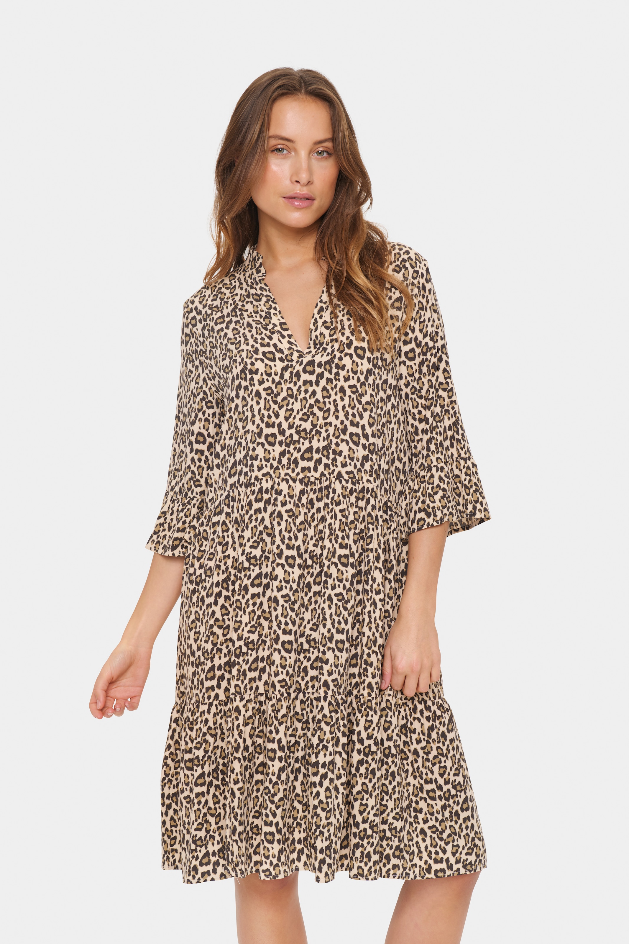 Image of Saint Tropez Blusenkleid "EdaSZ Dress" Sommerkleid, Tunikakleid mit Volant und 3/4 Ärmel