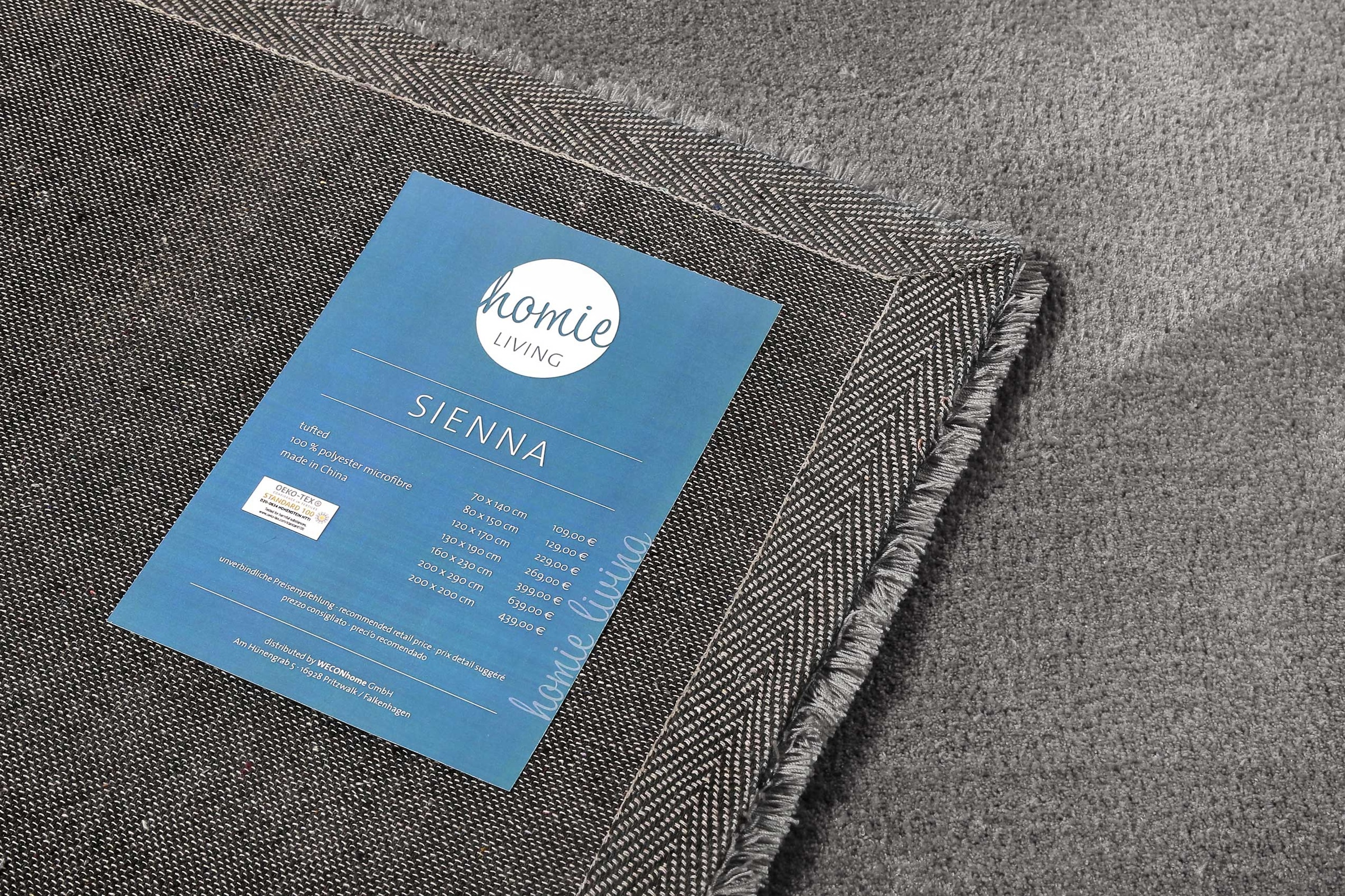 Homie Living Teppich »Sienna«, quadratisch, 20 mm Höhe, Hochflor, Microfaser, uni, weich & kuschelig, Wohnzimmer, Schlafzimmer