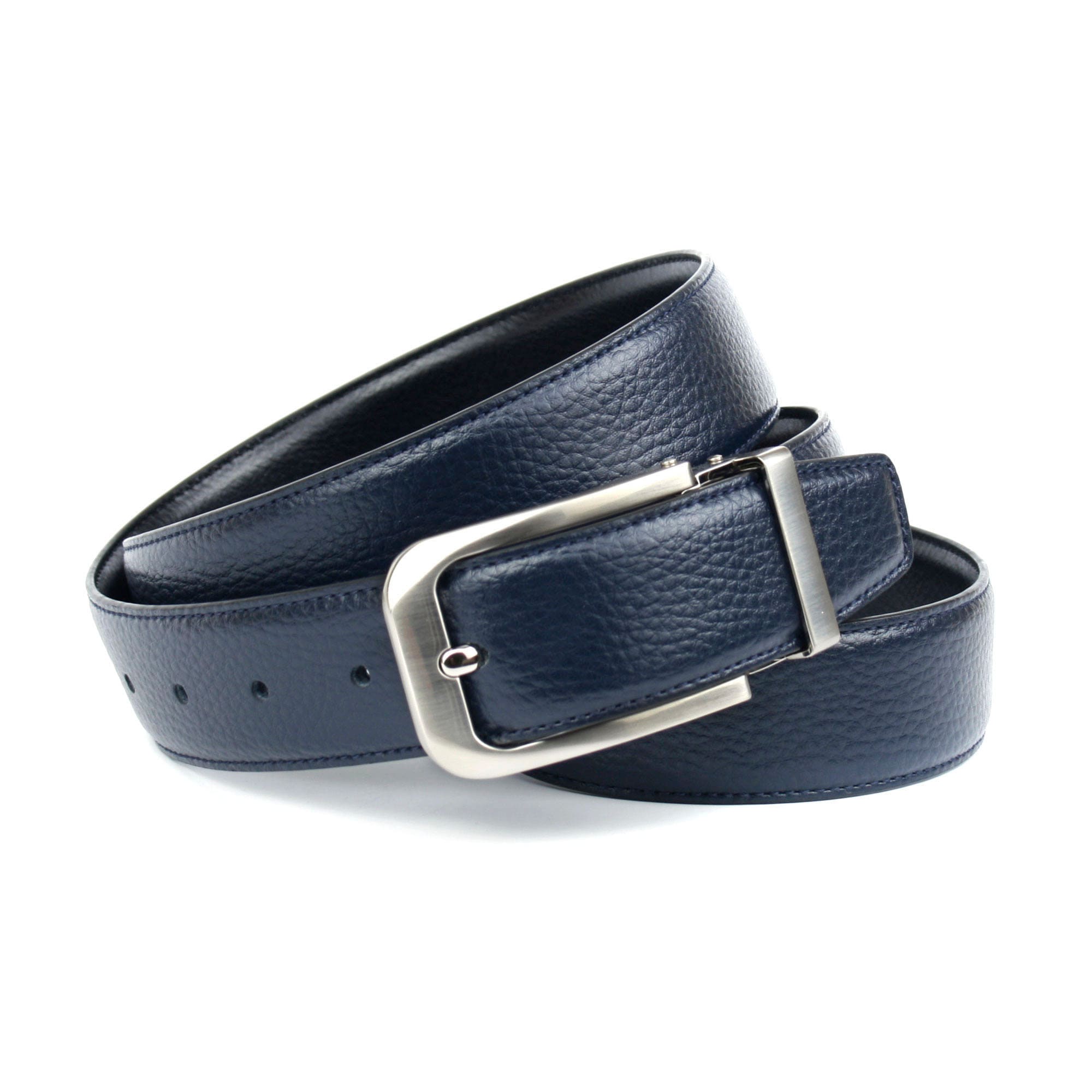 Image of Anthoni Crown Ledergürtel, Wendegürtel in dunkelblau und Schliesse silberfarben gebürstet bei Ackermann Versand Schweiz