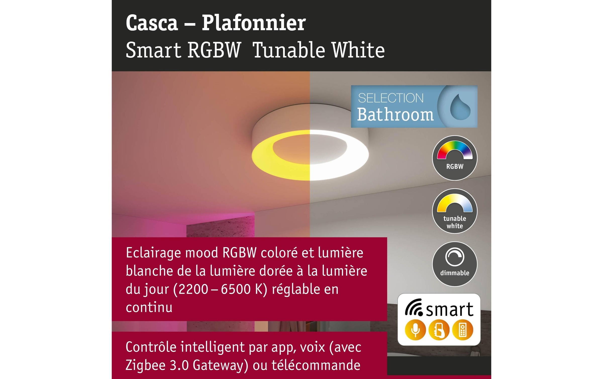 Paulmann Deckenleuchte »Deckenleuchte Casca IP44« LED-Modul RGB | warmweiss - kaltweiss