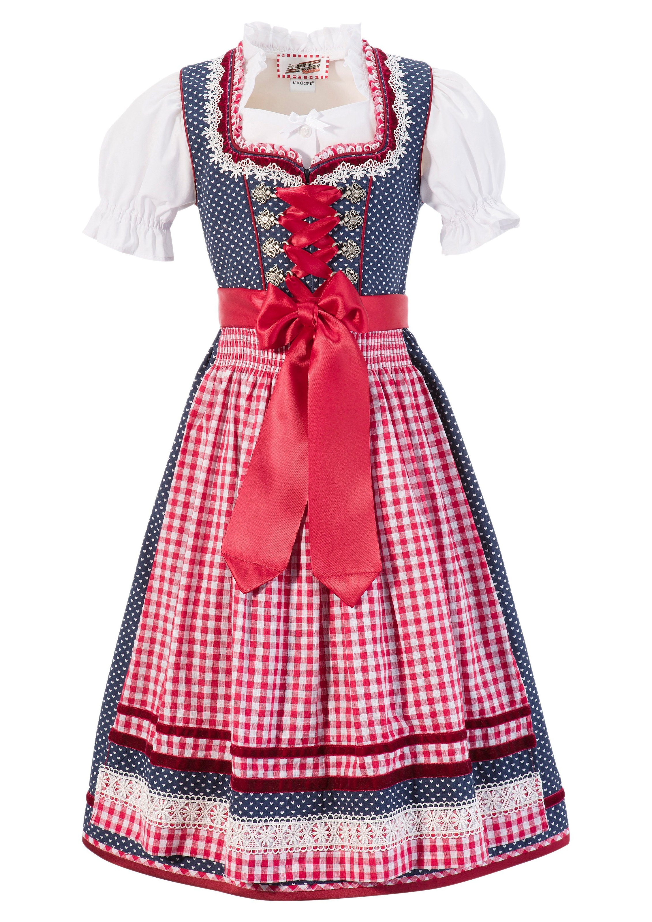 Dirndl 3tlg. Kinder mit Bänderschnürung