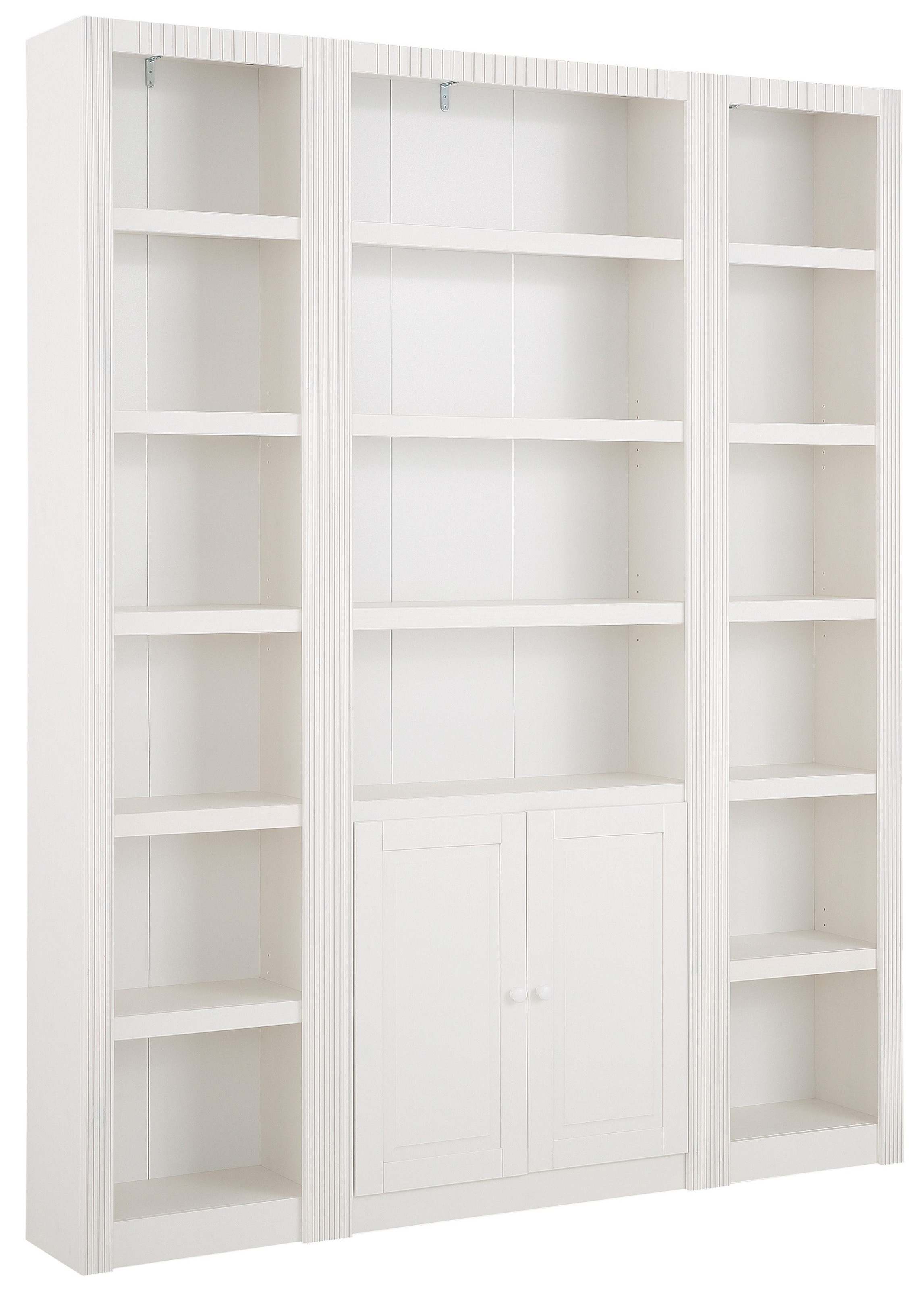 Image of GOODproduct Raumteilerregal "Bergen Bücherrregal, 2 Türen, 9 verstellbare & 6 feste Einlegeböden" aus massivem Kiefernholz mit 18 Fächern und 2 Türen mit Knopfgriffen