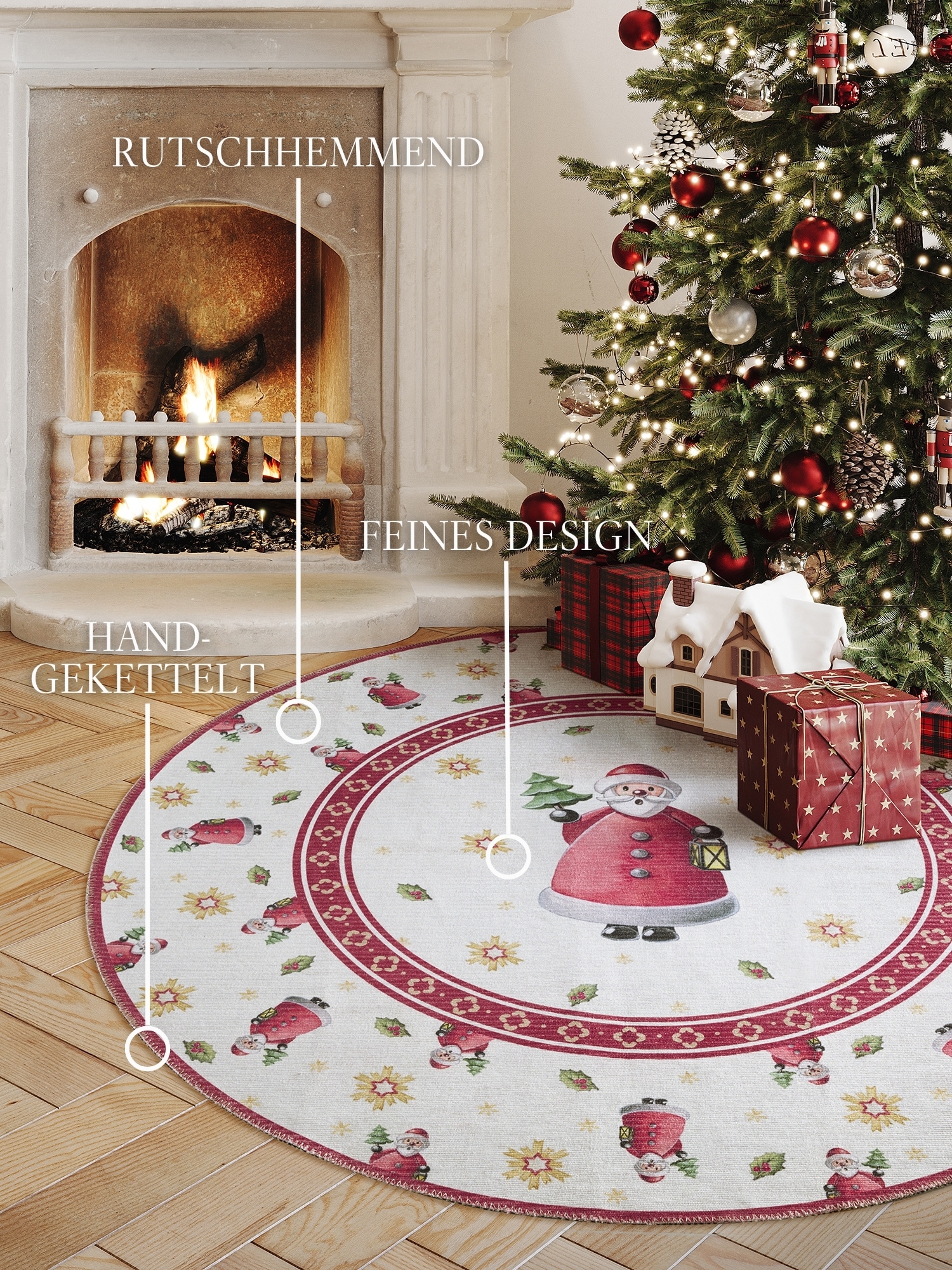 Villeroy & Boch Tapis »Toy's Delight Limited Edition Santa Claus« Rond 3 mm Höhe Limited Edition, Weihnachten, Wohnzimmer, Baumrock, Waschbar, Rund