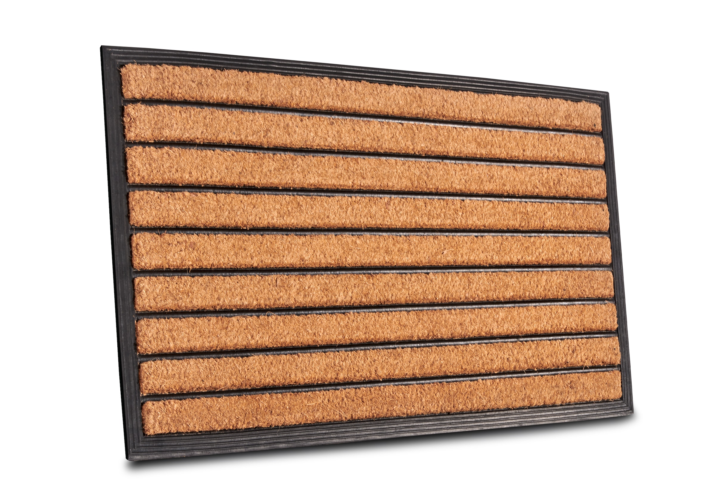 Image of HANSE Home Fussmatte "Mix Mats Gummi Kokos Striped, Türmatte" rechteckig 20 mm Höhe Strapazierfähig, pflegeleicht, robust, wetterfest, UV-beständig