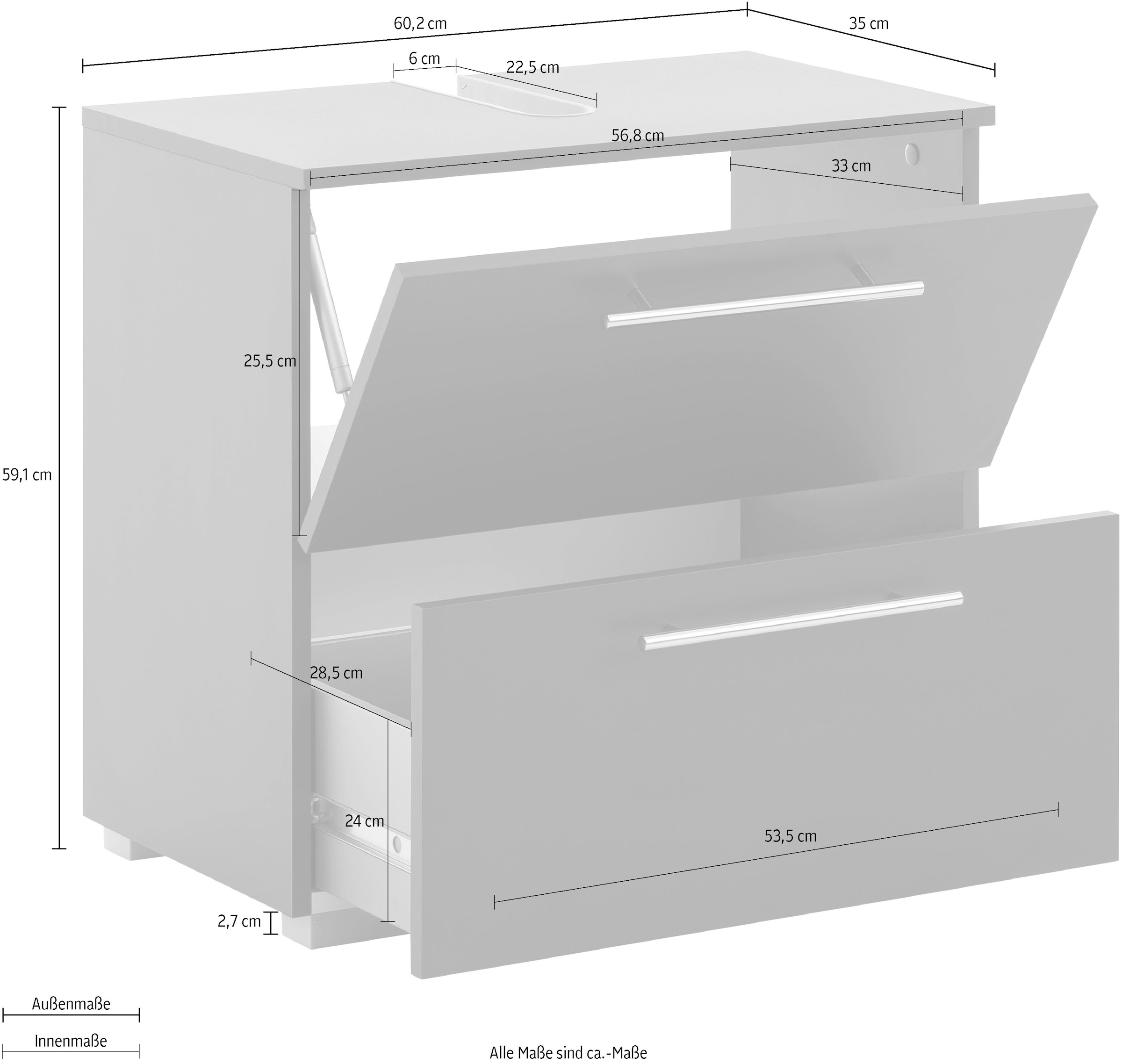 Schildmeyer Waschbeckenunterschrank »Carlos«, Breite 60 cm