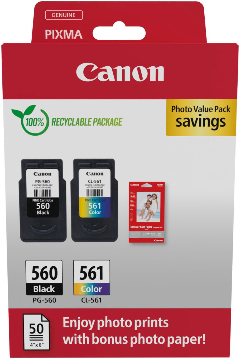 Canon Tintenpatrone »PG-560/CL-561 Photo Value Pack«, (Packung, 2 St.)