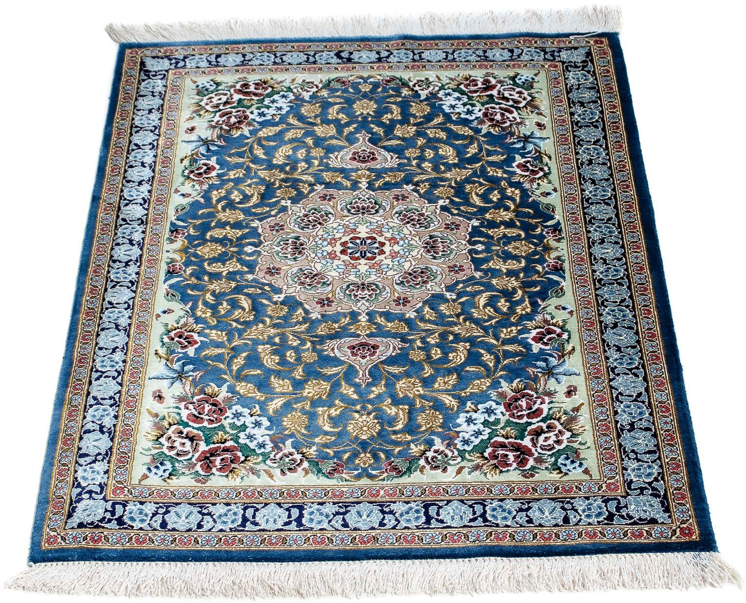 Image of morgenland Orientteppich »Perser - Ghom - 85 x 59 cm - blau«, rechteckig, 10 mm Höhe, Wohnzimmer, Handgeknüpft, Einzelstück mit Zertifikat bei Ackermann Versand Schweiz