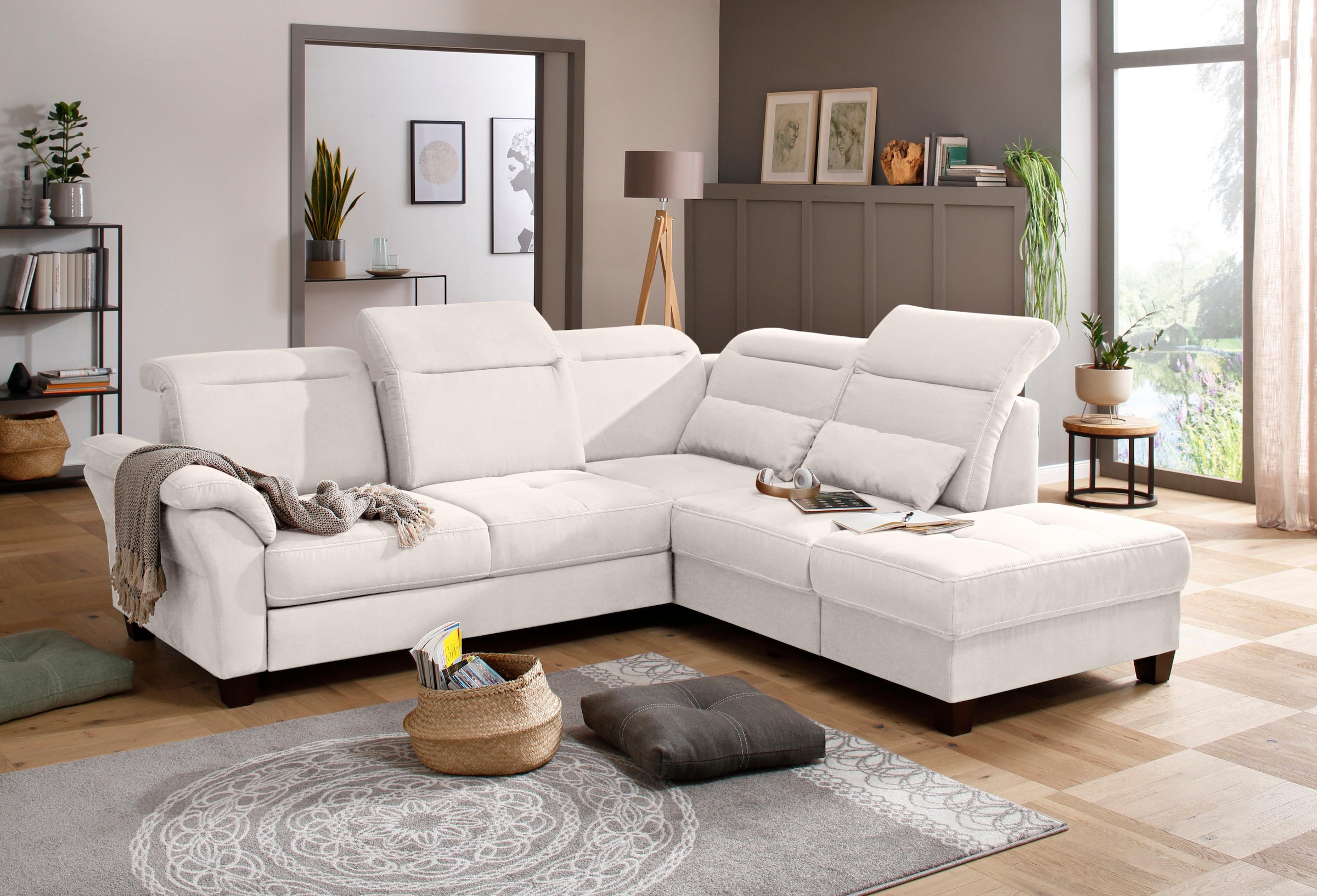 Home affaire Ecksofa »Solvei L-Form« wahlweise auch mit Kopfteilverstellung und Bettfunktion, Federkern