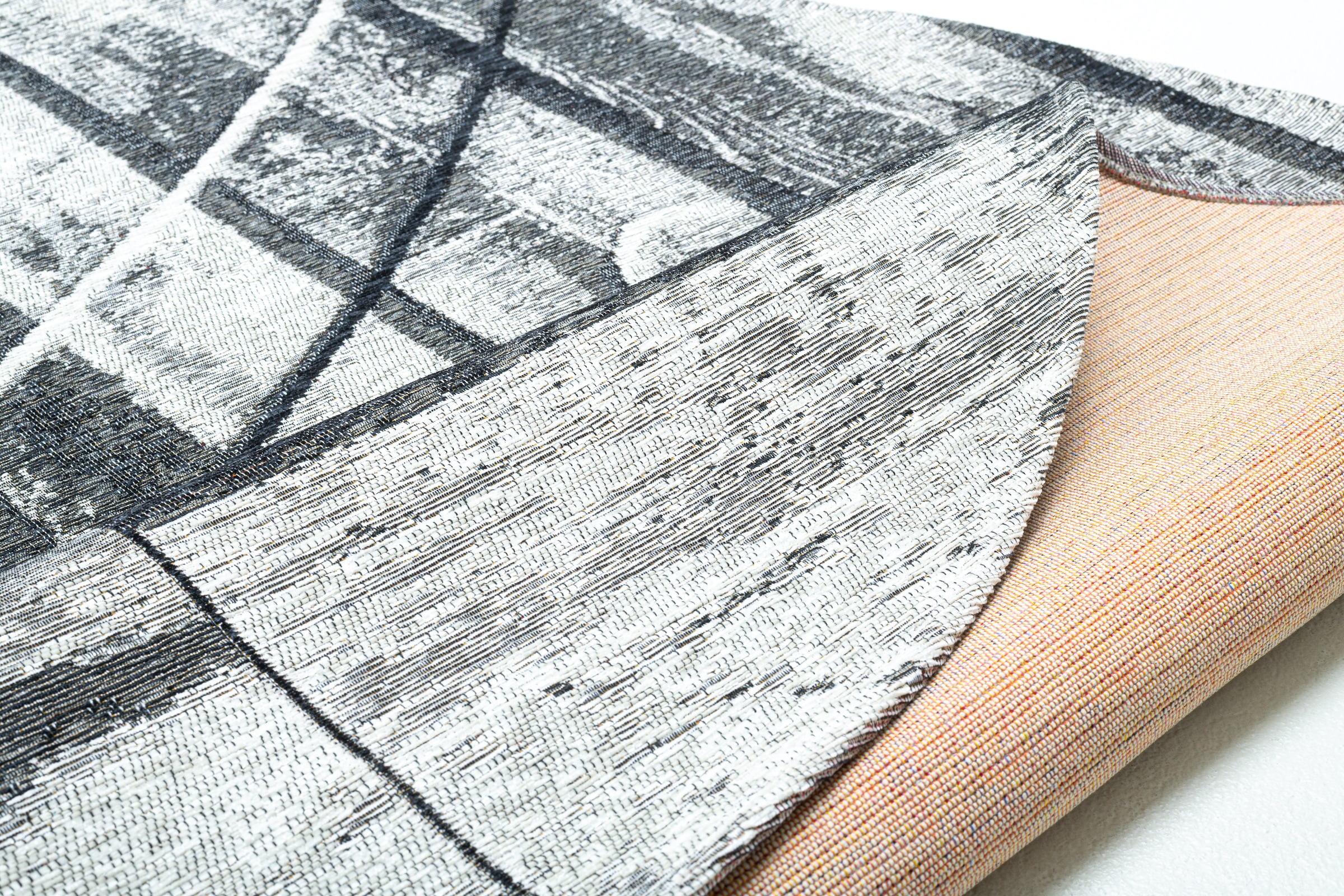 Sansibar Teppich »Keitum 010« rund 3 mm Höhe Flachgewebe, modernes Holz Design, Motiv, gekreuzte Säbel