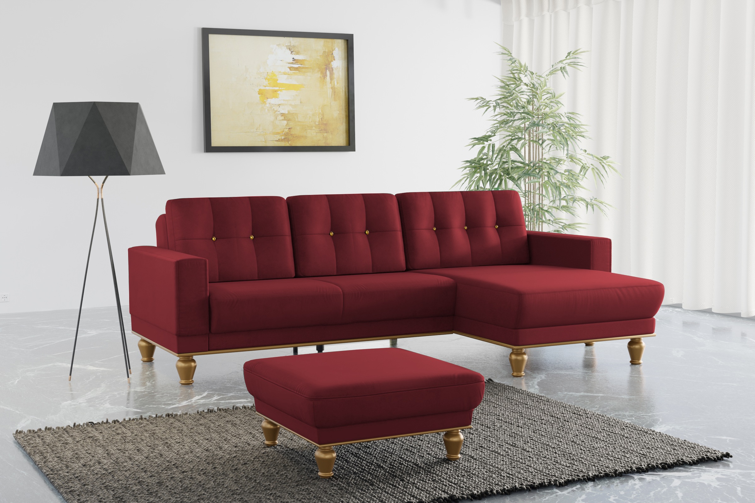 sit&more Ecksofa »Orient 5 L-Form« mit Strass-Stein, wahlweise mit Bettfunktion und Bettkasten