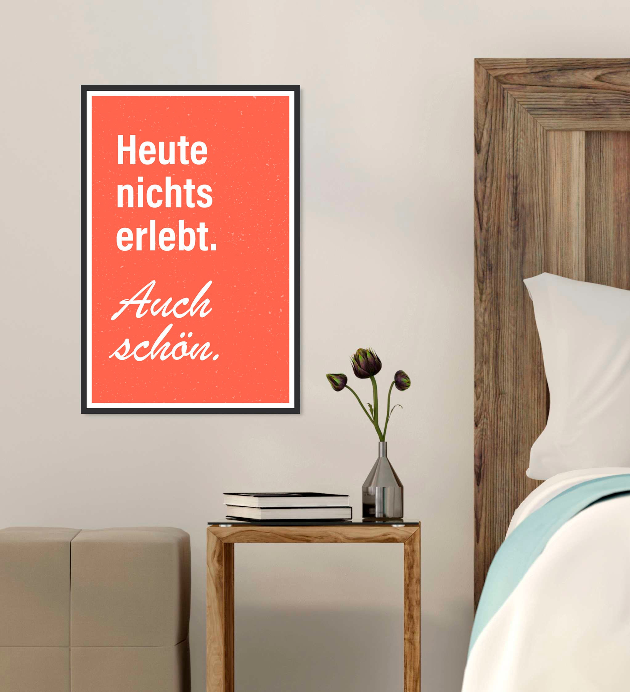 Image of queence Metallbild "Heute nichts erlebt" Schriftzug Schriftzüge 1 Stk. tlg. Stahlschilder