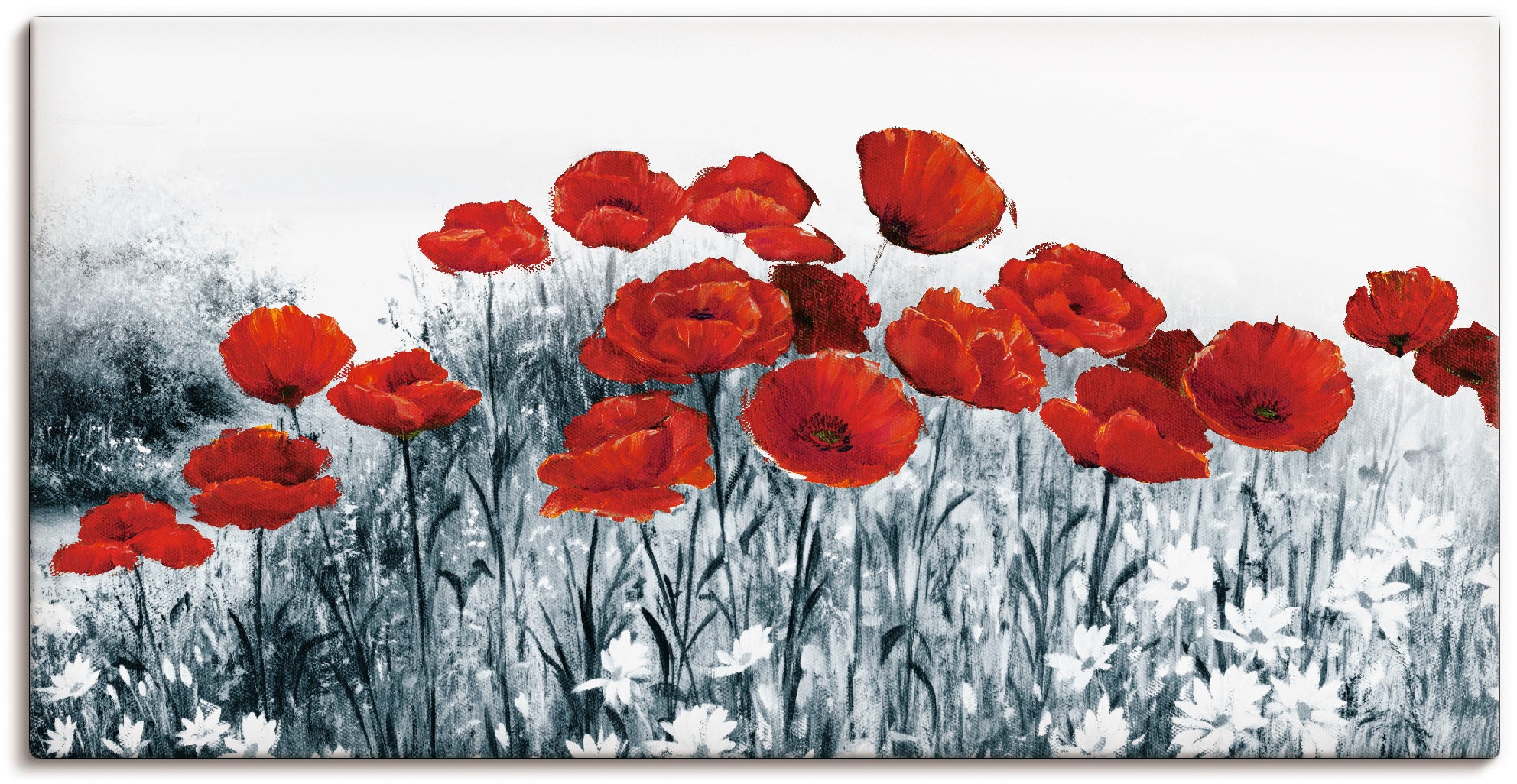 Image of Artland Leinwandbild "Roter Mohn im Feld" Blumen 1 Stk. tlg. auf Holzrahmen gespannt