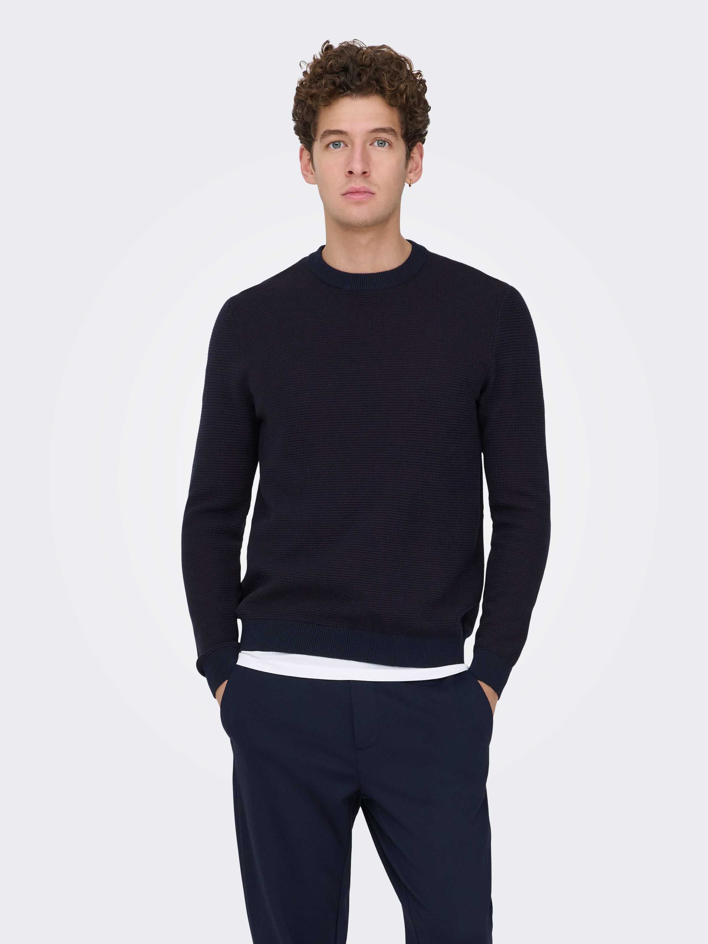 ONLY & SONS Strickpullover »ONSDAVE REG LS CREW NECK KNIT NOOS« Baumwolle, regular fit