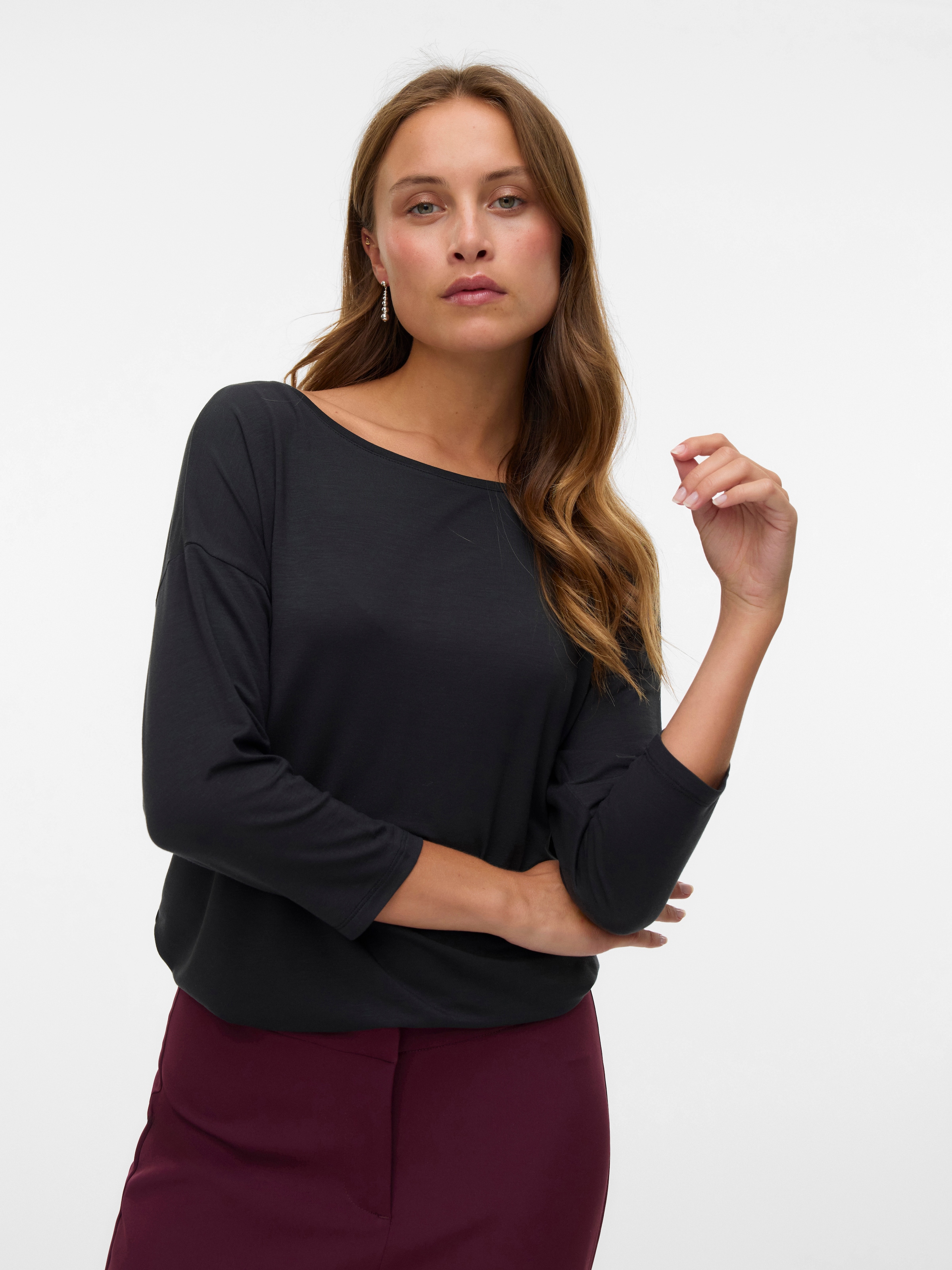 Image of Vero Moda 3/4-Arm-Shirt "VMAVA 3/4 TOP JRS GA NOOS" Materialmix, regular fit